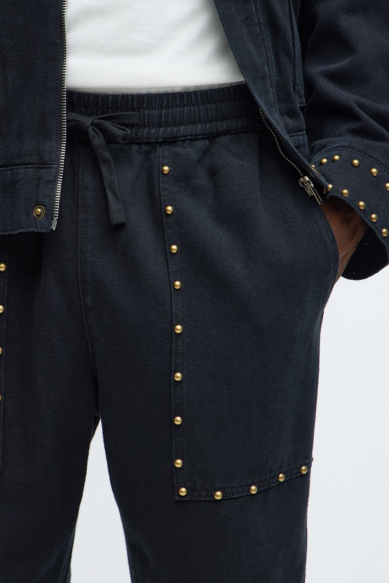 Slim Studded Pant - Black
