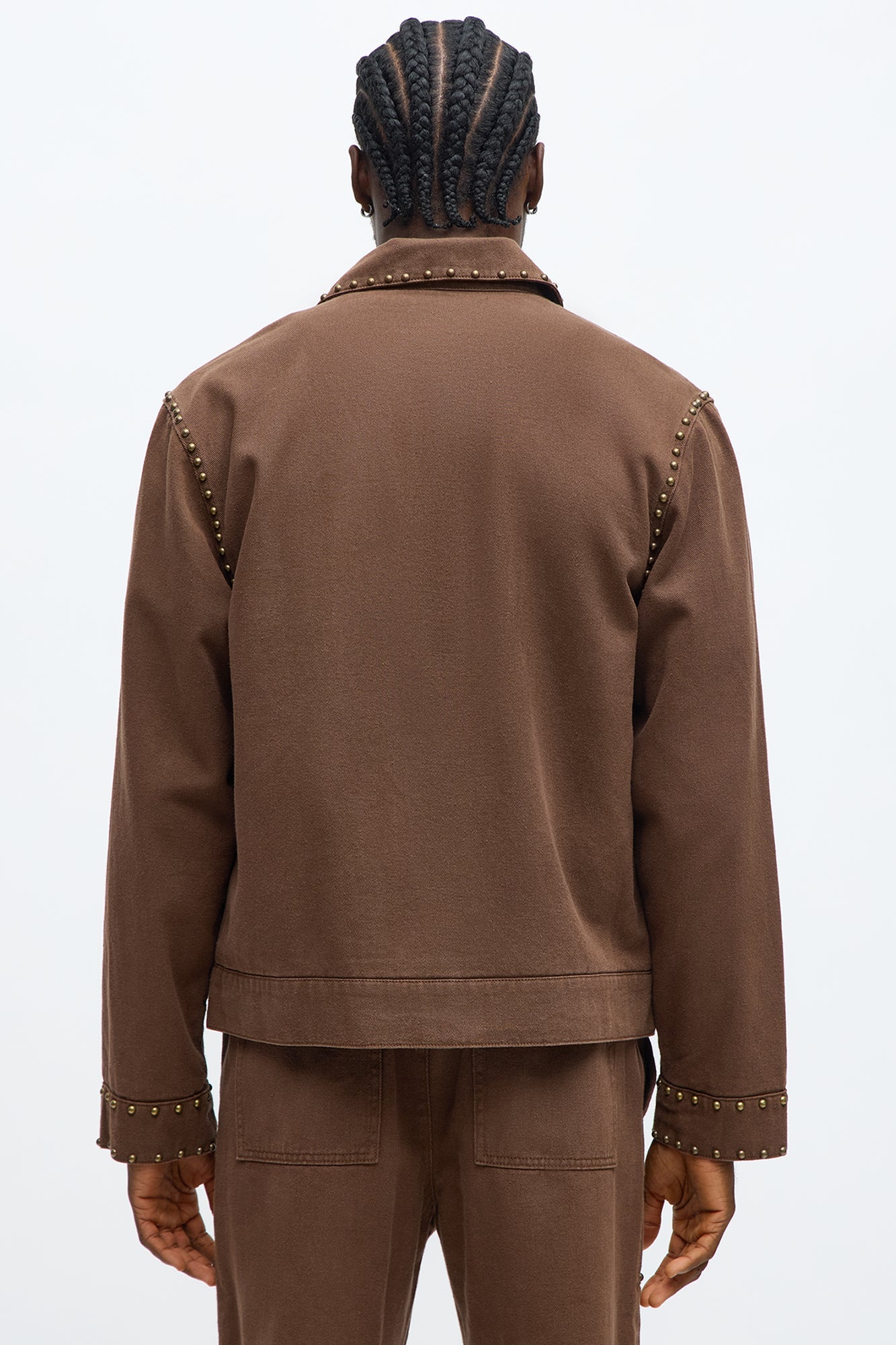 Relaxed Studded Work Jacket - Brown