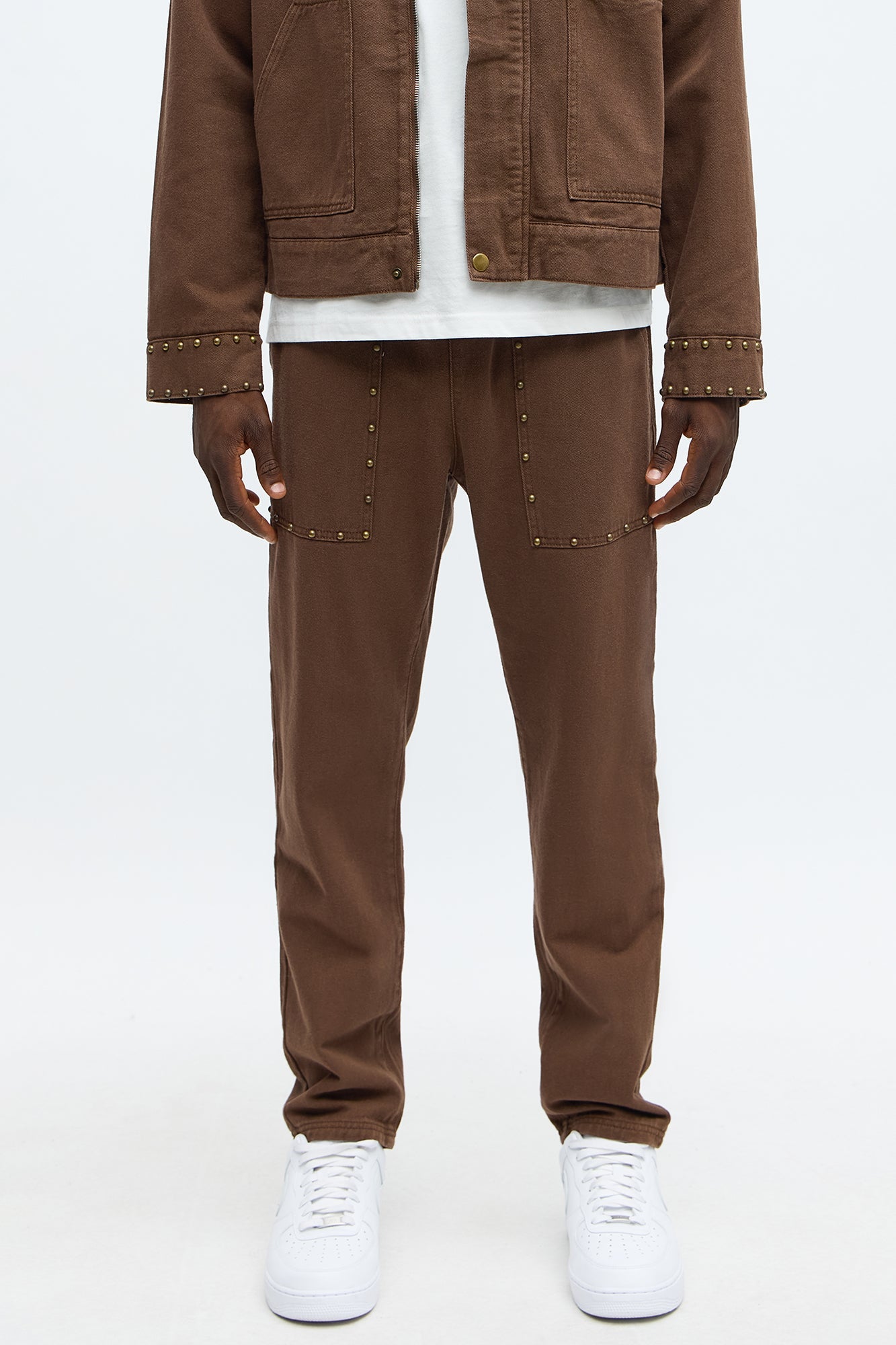 Slim Studded Pant - Brown