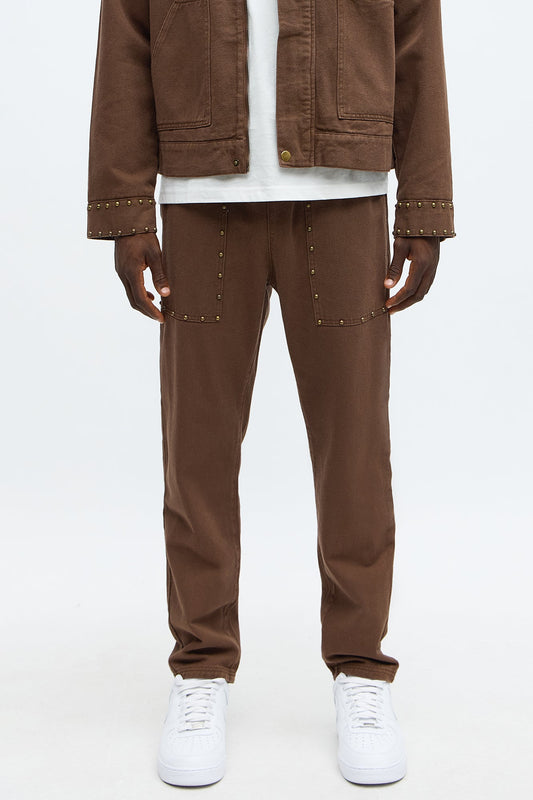 Slim Studded Pant - Brown