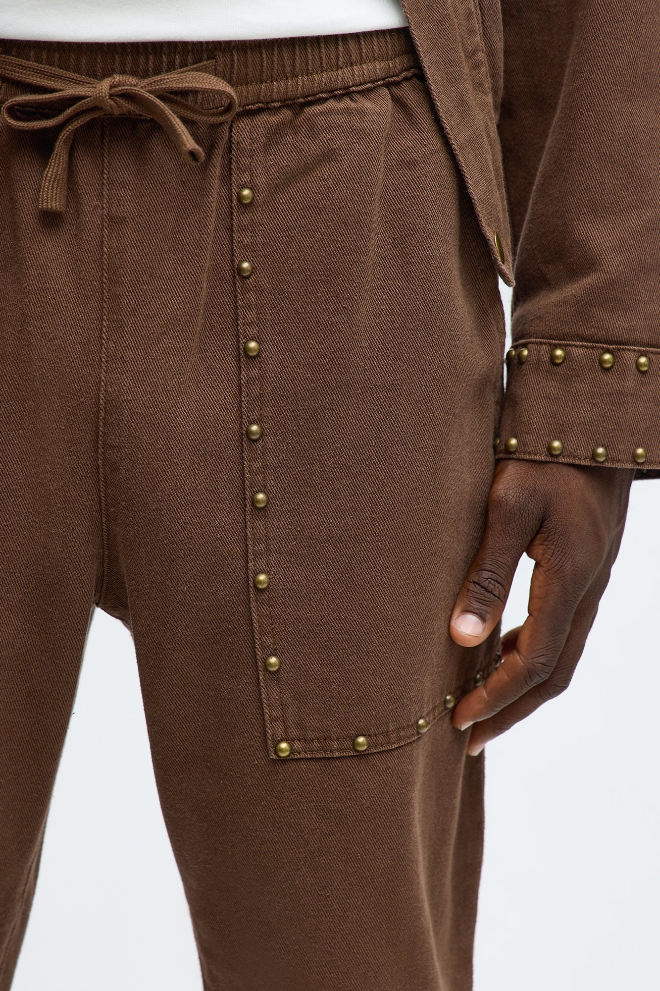 Slim Studded Pant - Brown