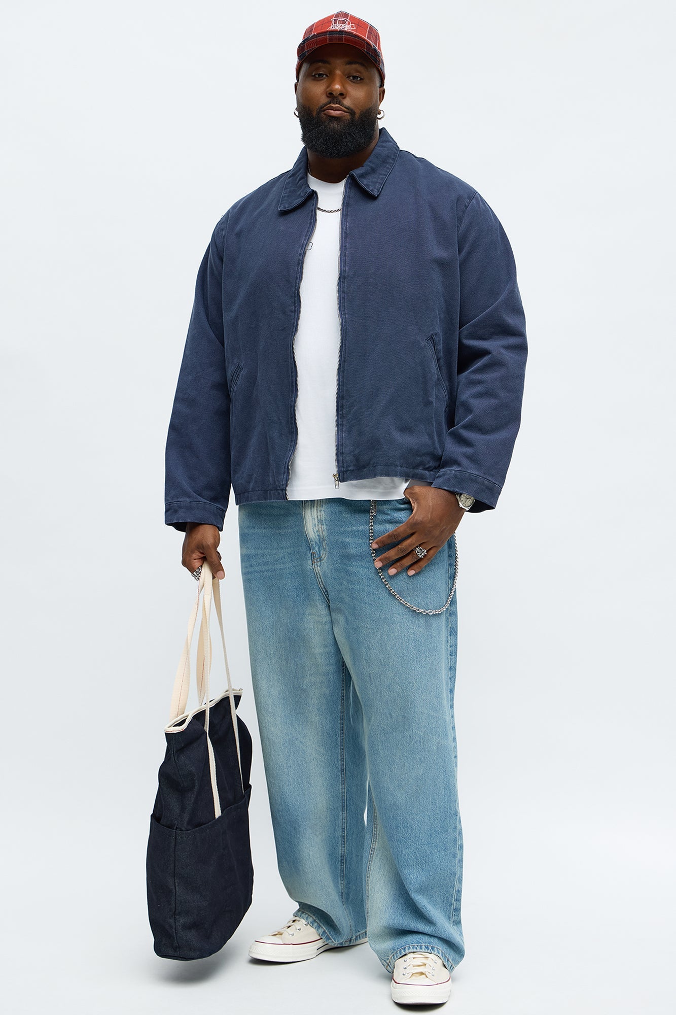 Relaxed Hard Work Washed Zip Jacket - Navy