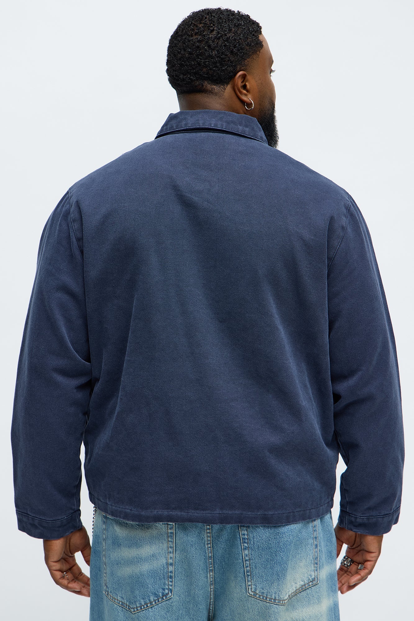 Relaxed Hard Work Washed Zip Jacket - Navy
