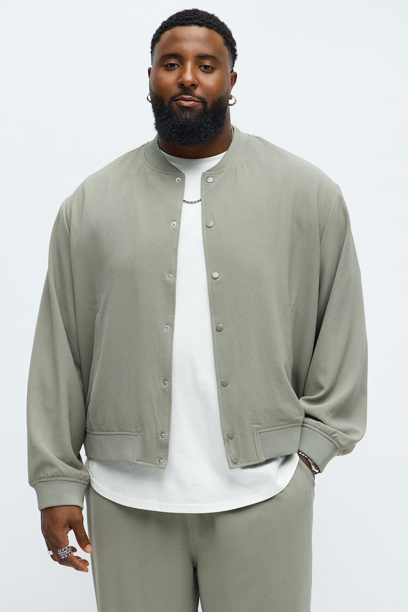 Golden Hour Relaxed Bomber Jacket - Sage