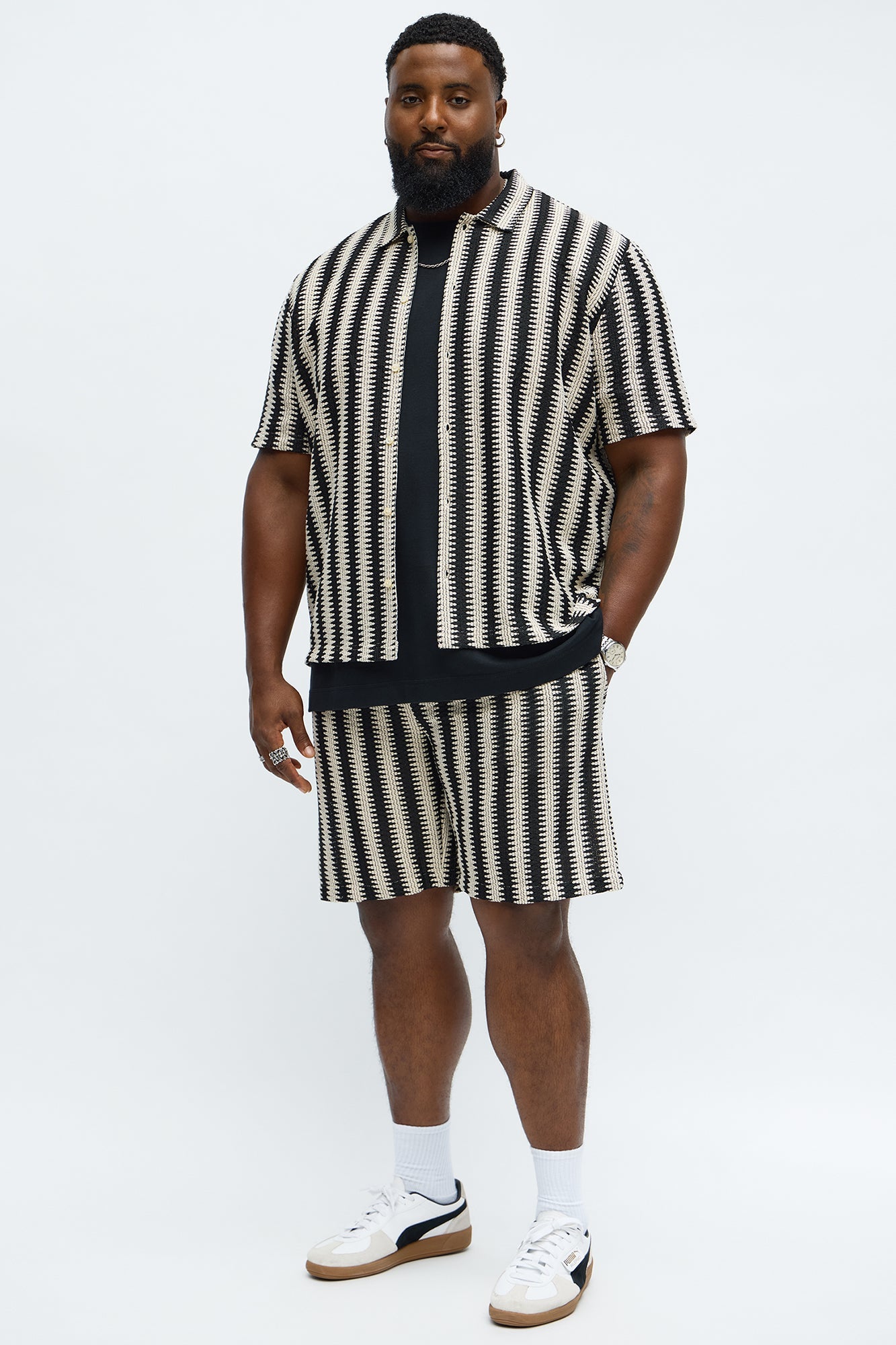 Summit Striped Relaxed Shorts - Black/combo