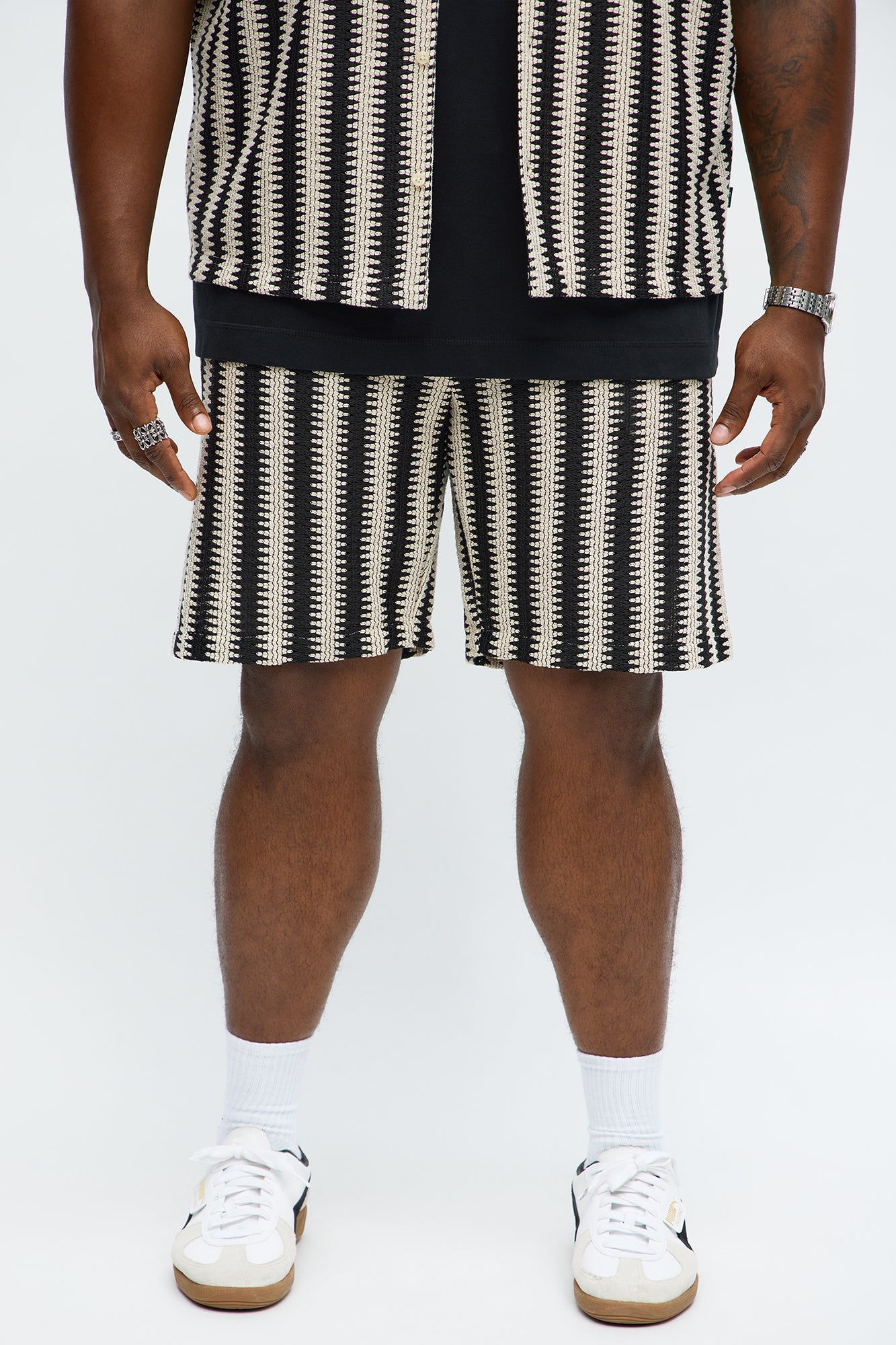 Summit Striped Relaxed Shorts - Black/combo