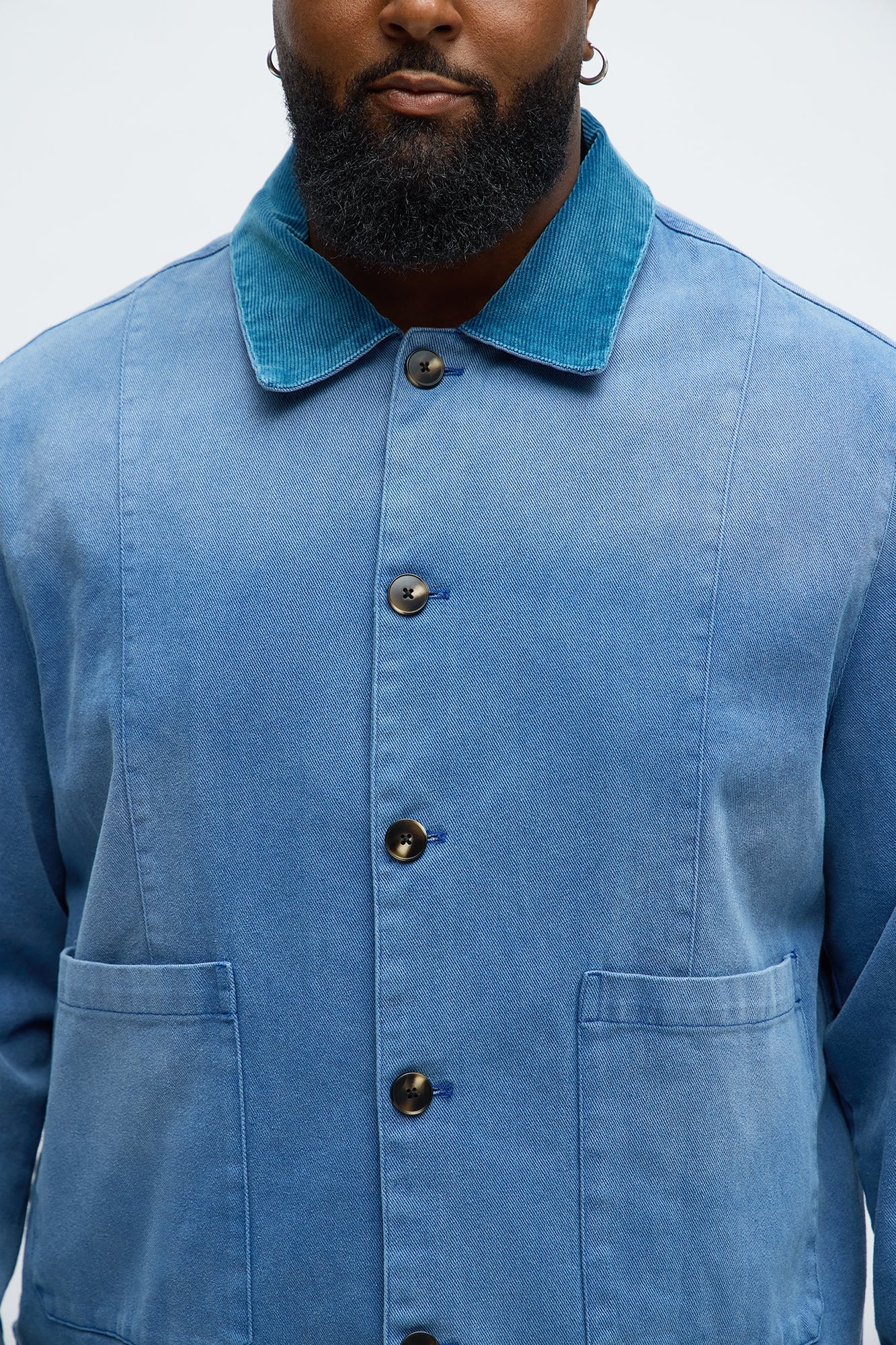 Elevated Collar Work Jacket - Blue