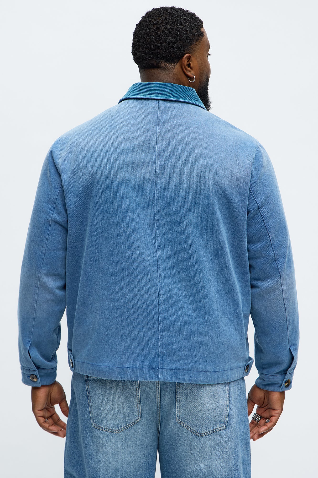 Elevated Collar Work Jacket - Blue
