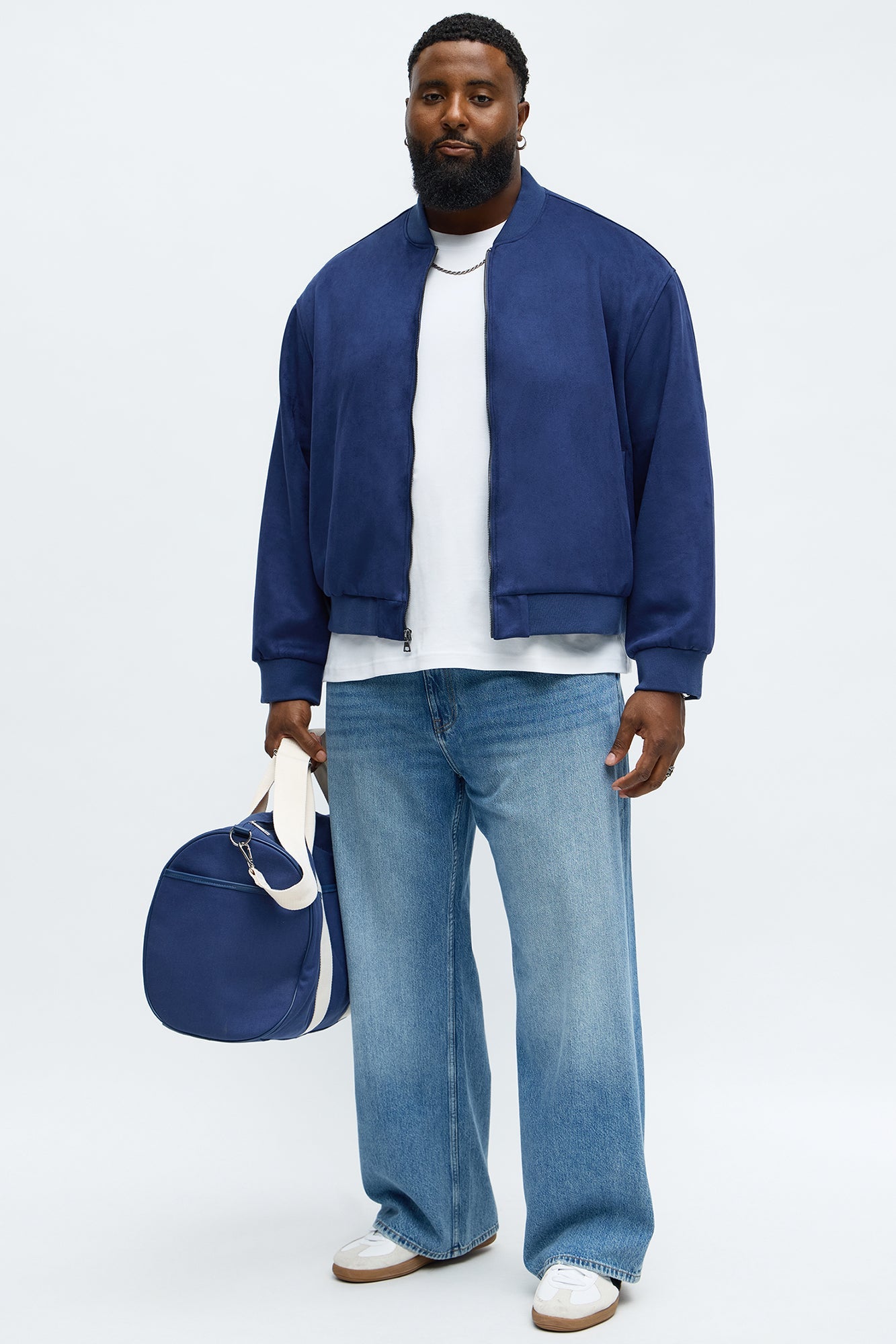 Cropped Hittin' The Streets Suede Bomber Jacket - Blue
