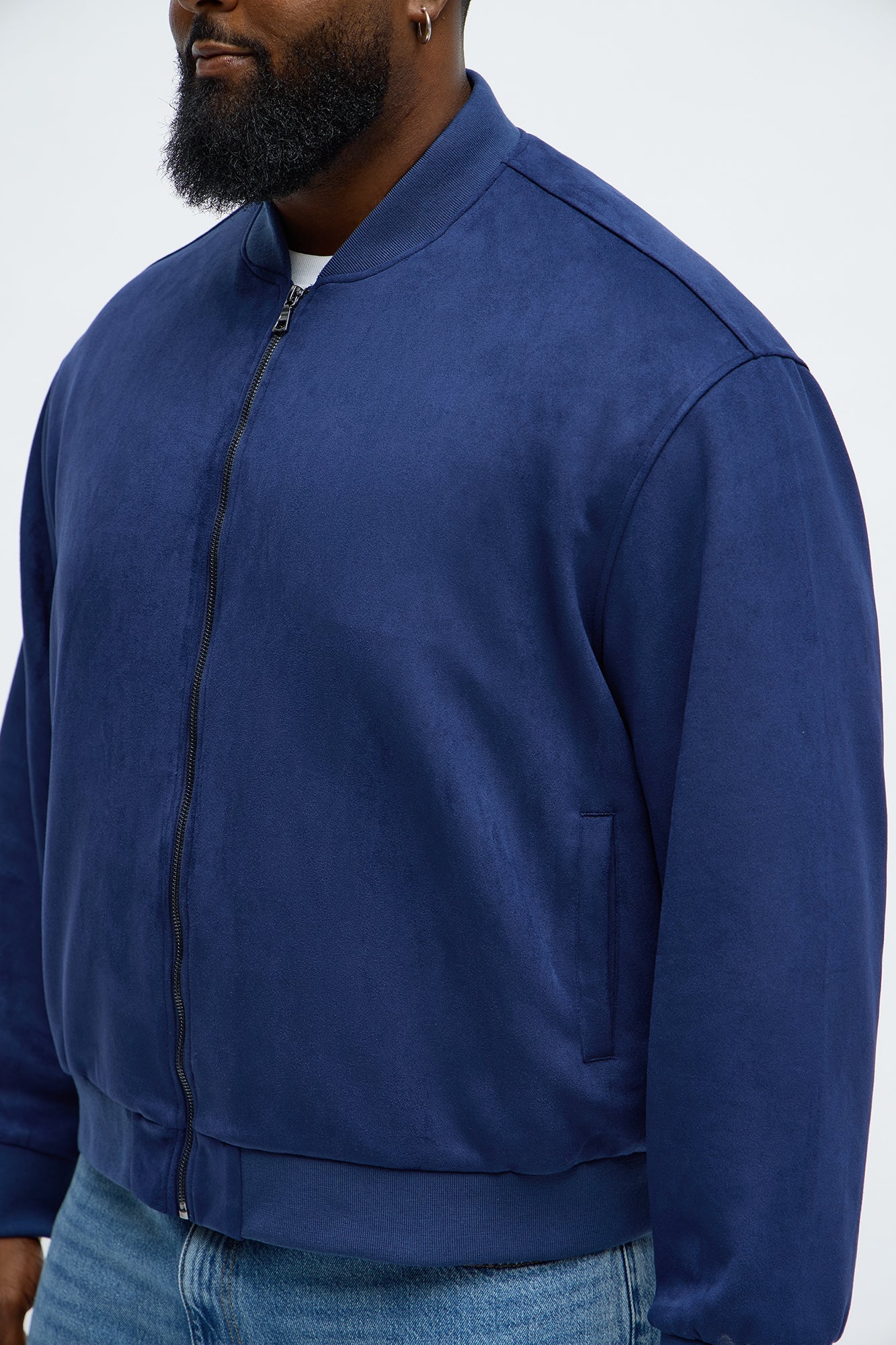 Cropped Hittin' The Streets Suede Bomber Jacket - Blue
