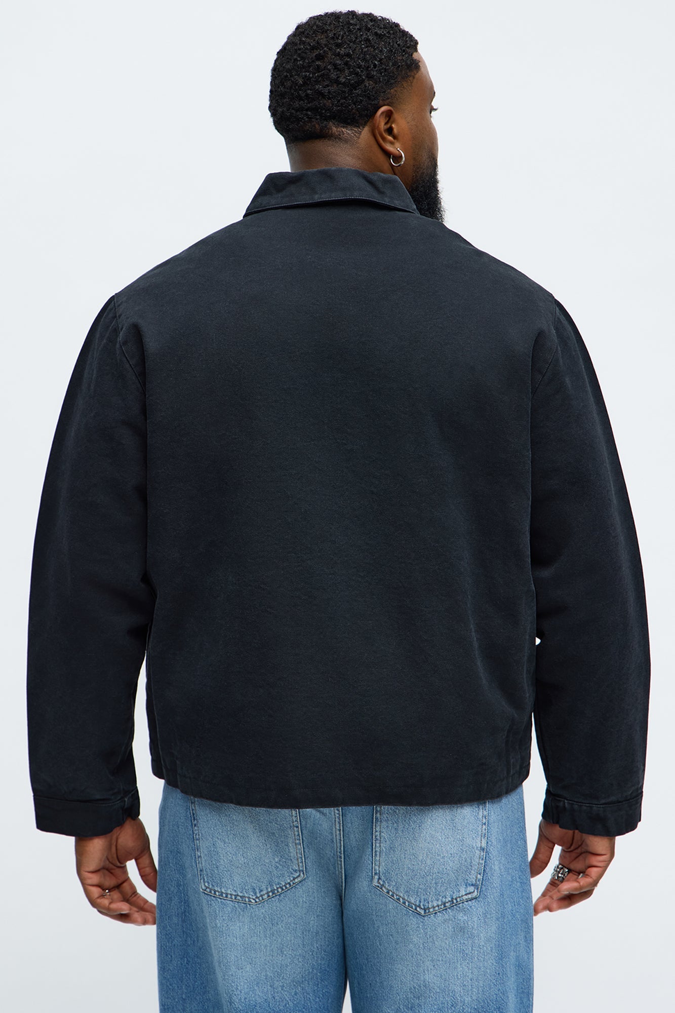 Relaxed Hard Work Washed Zip Jacket - Black