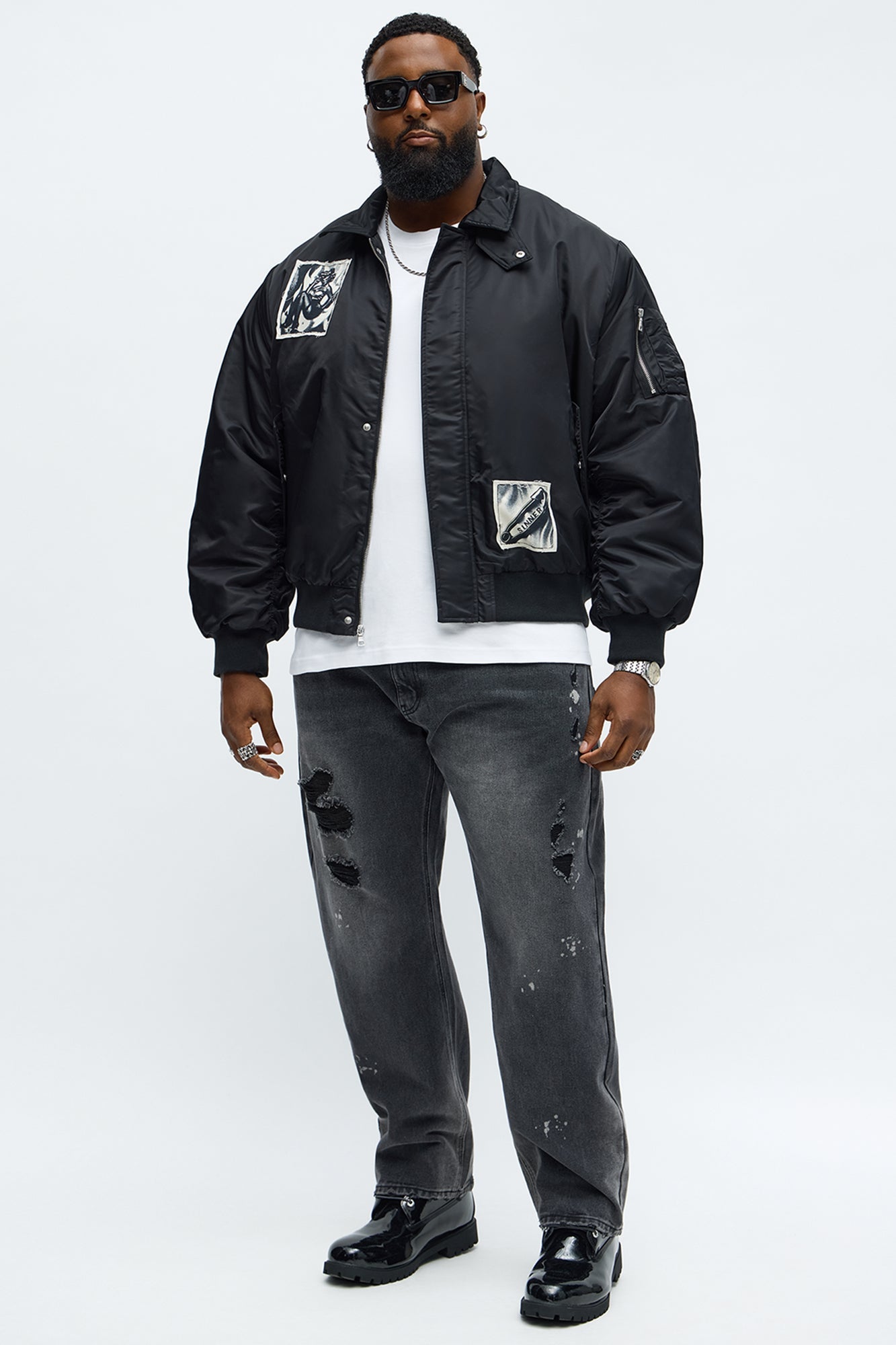 Patch Utility Zip Bomber Jacket - Black