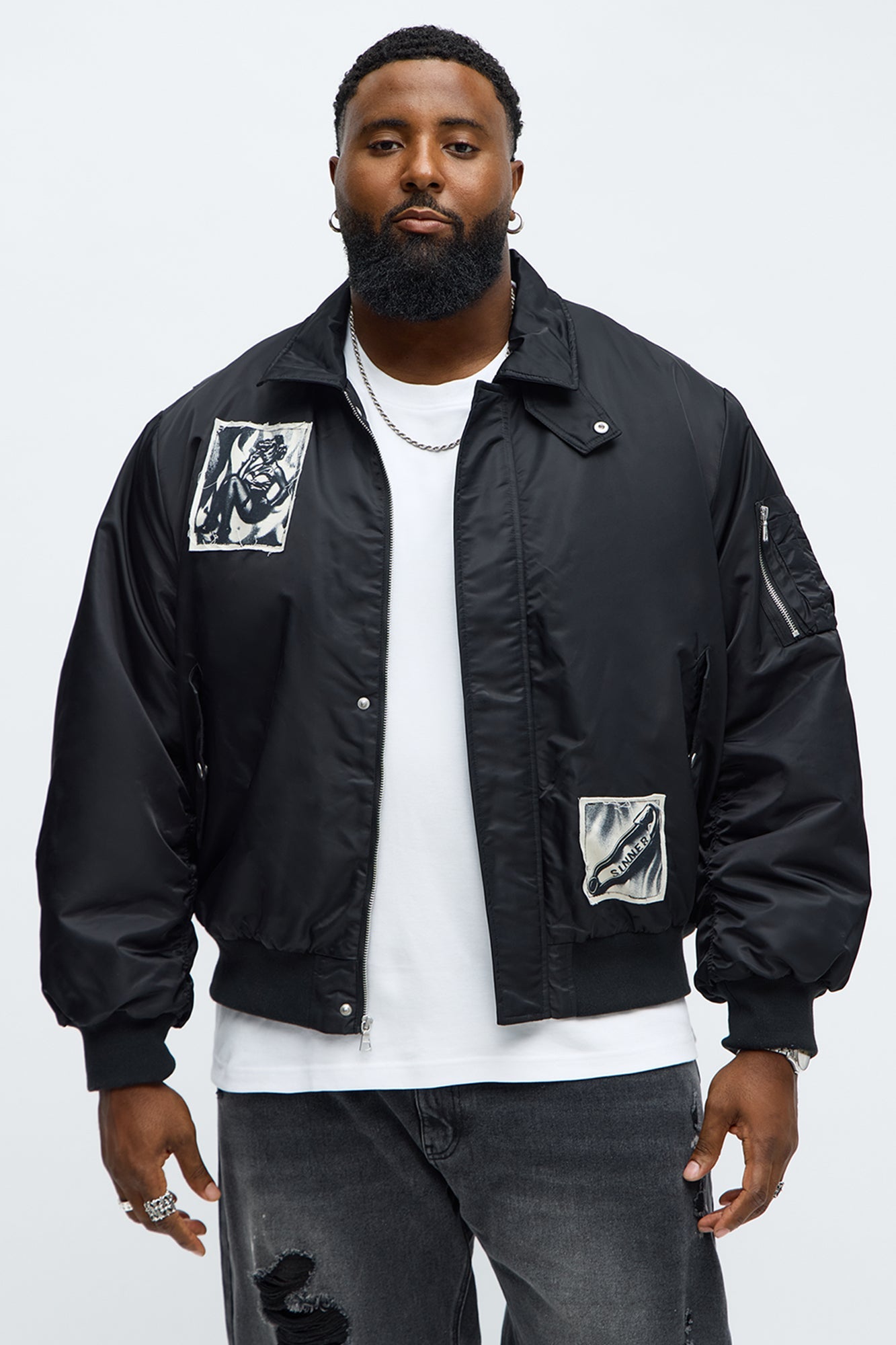 Patch Utility Zip Bomber Jacket - Black
