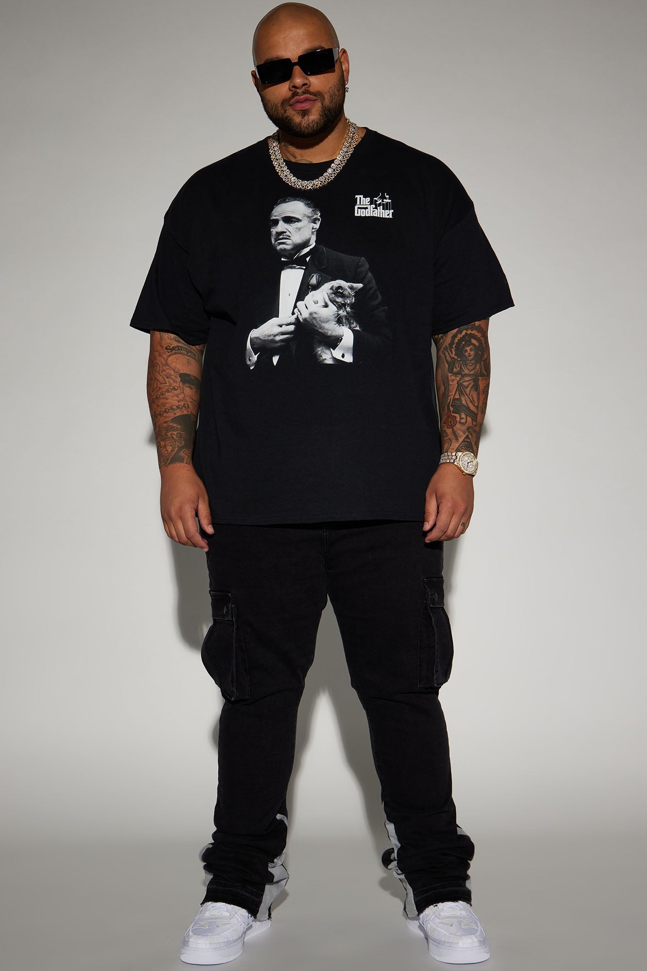 Carried Cargo Stacked Skinny Flared Jeans - Black