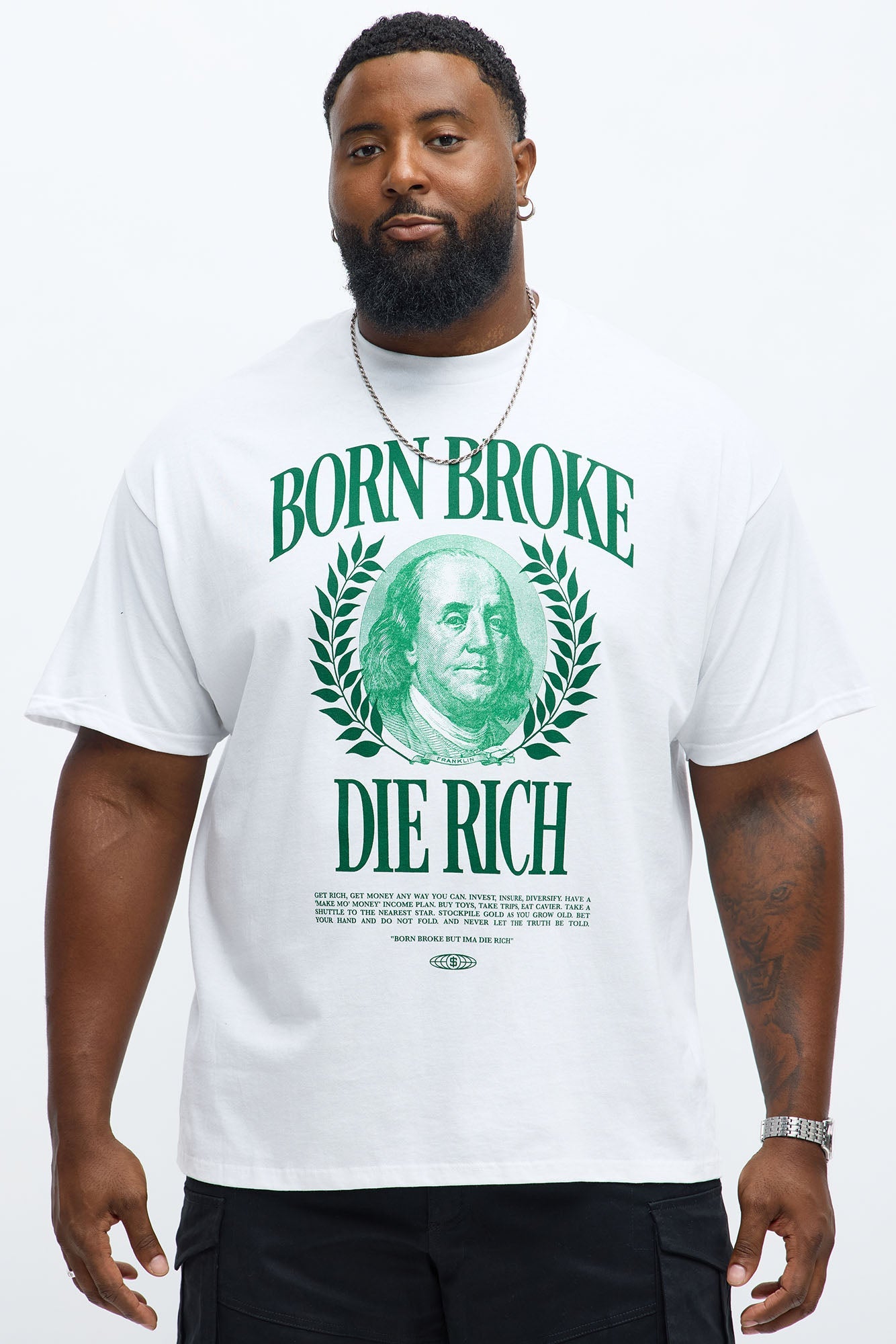 Born Broke Die Rich Short Sleeve Tee - White