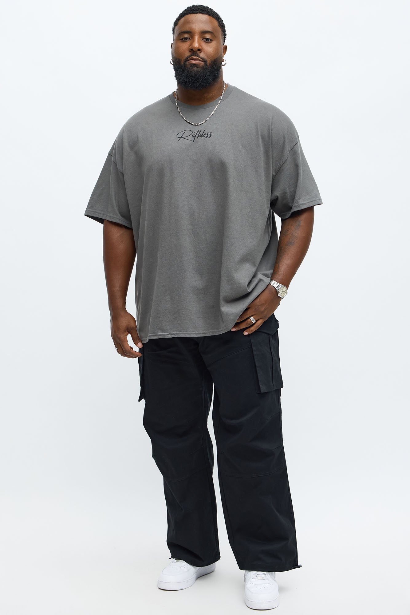 Ruthless To Succeed Oversized Short Sleeve Tee - Charcoal