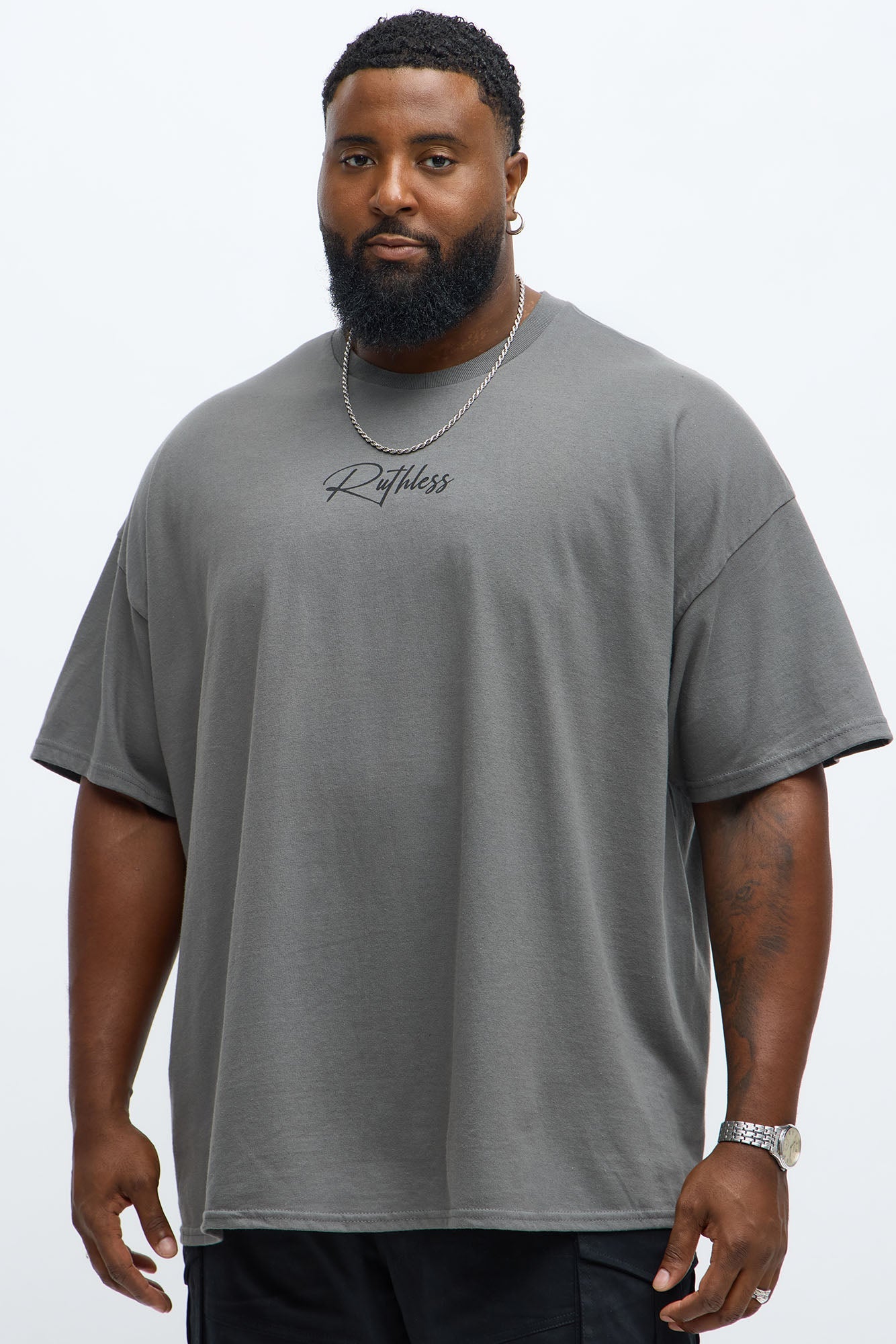 Ruthless To Succeed Oversized Short Sleeve Tee - Charcoal