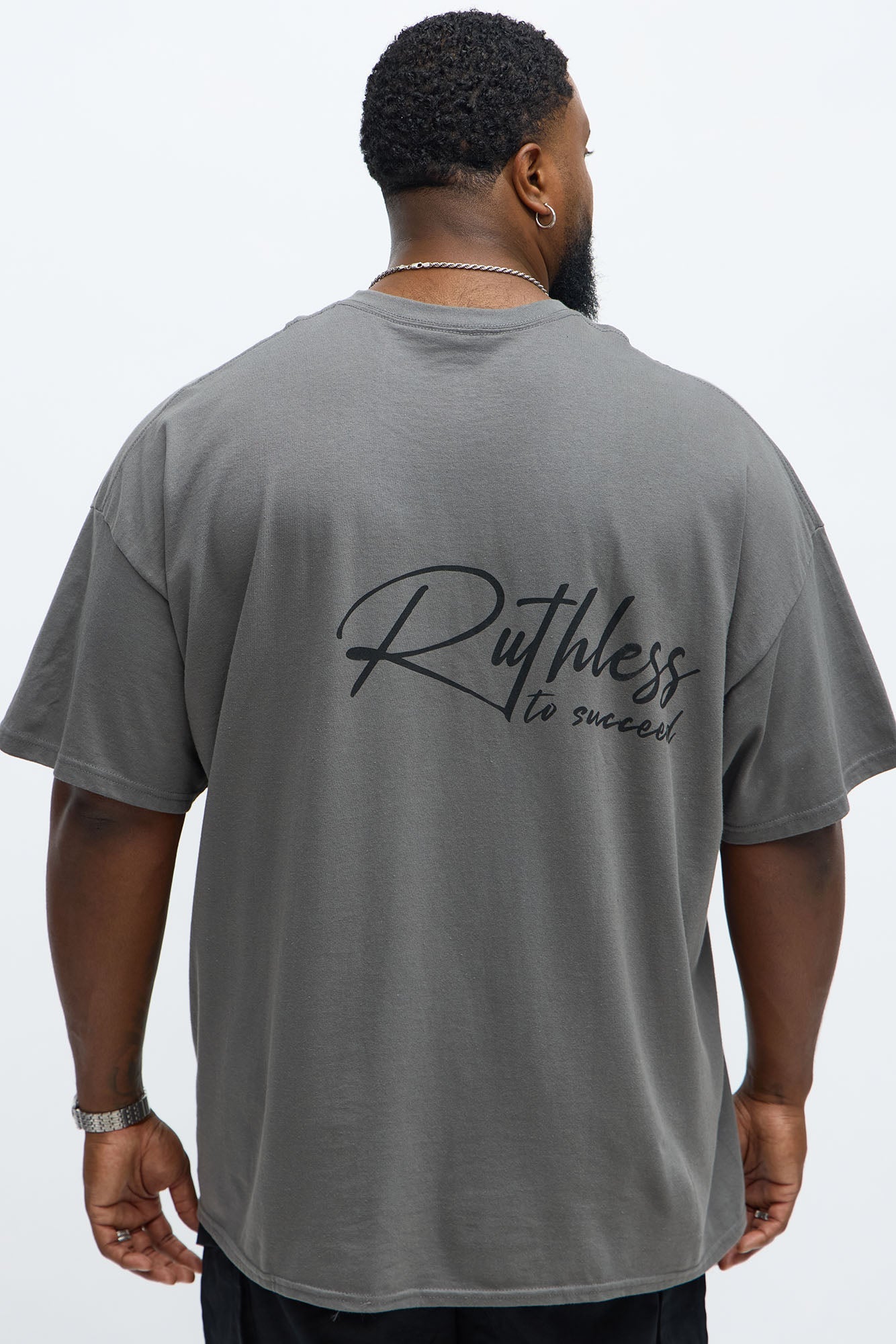 Ruthless To Succeed Oversized Short Sleeve Tee - Charcoal