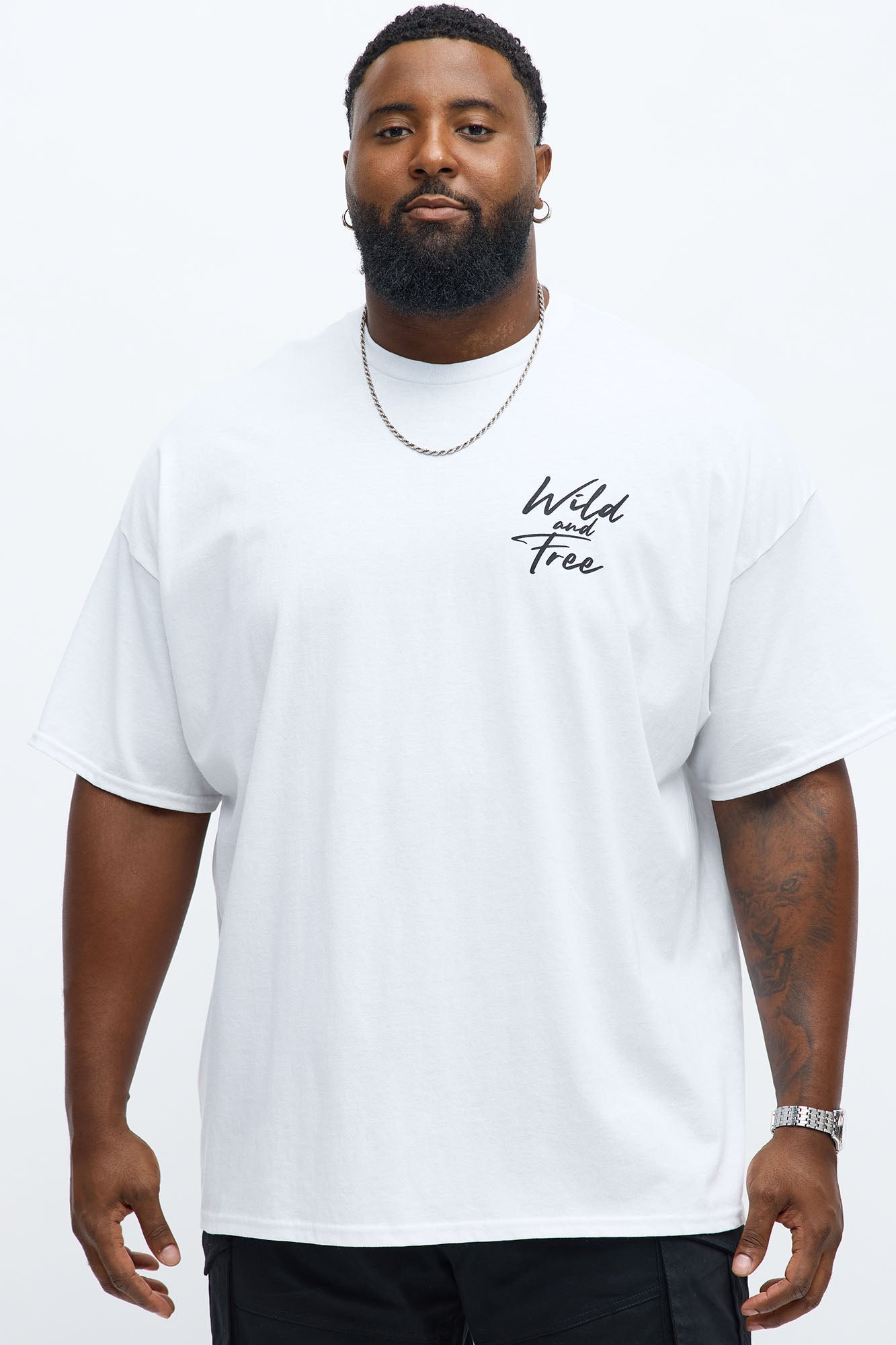 Wild And Free Oversized Short Sleeve Tee - White