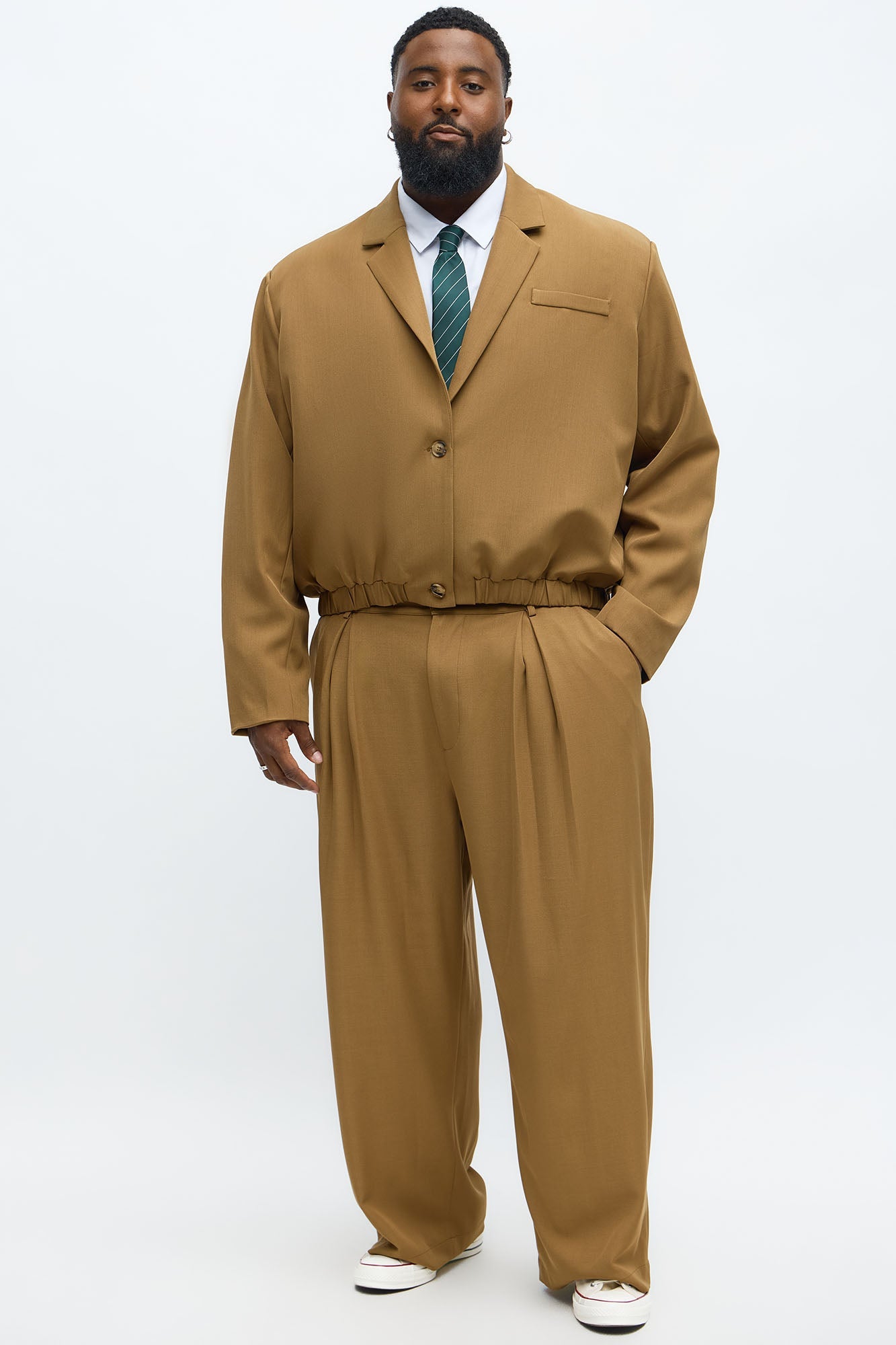 Strikeout Pleated Trouser - Brown