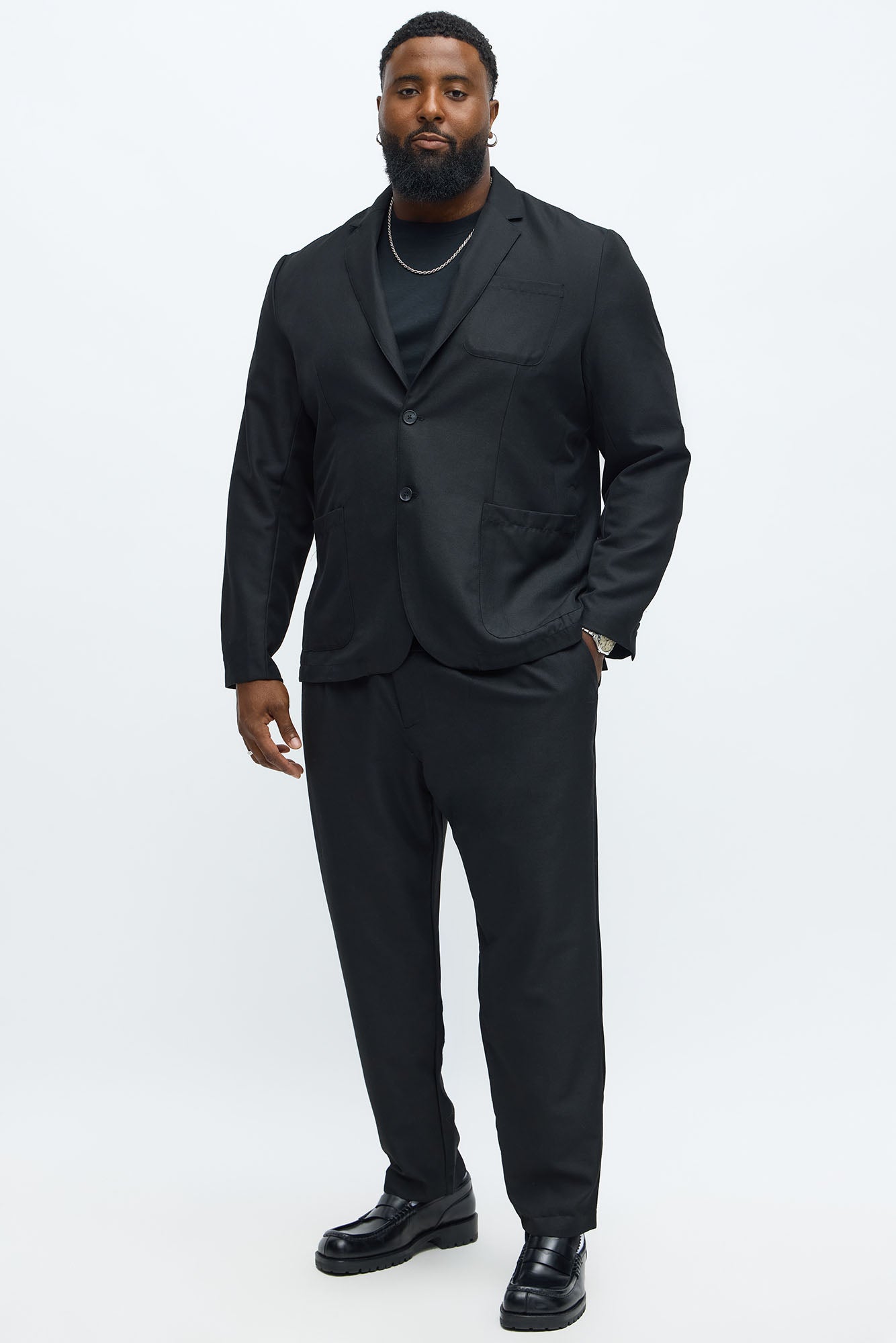 Slim Modern Stretch-Waist Everyday Trouser - Black