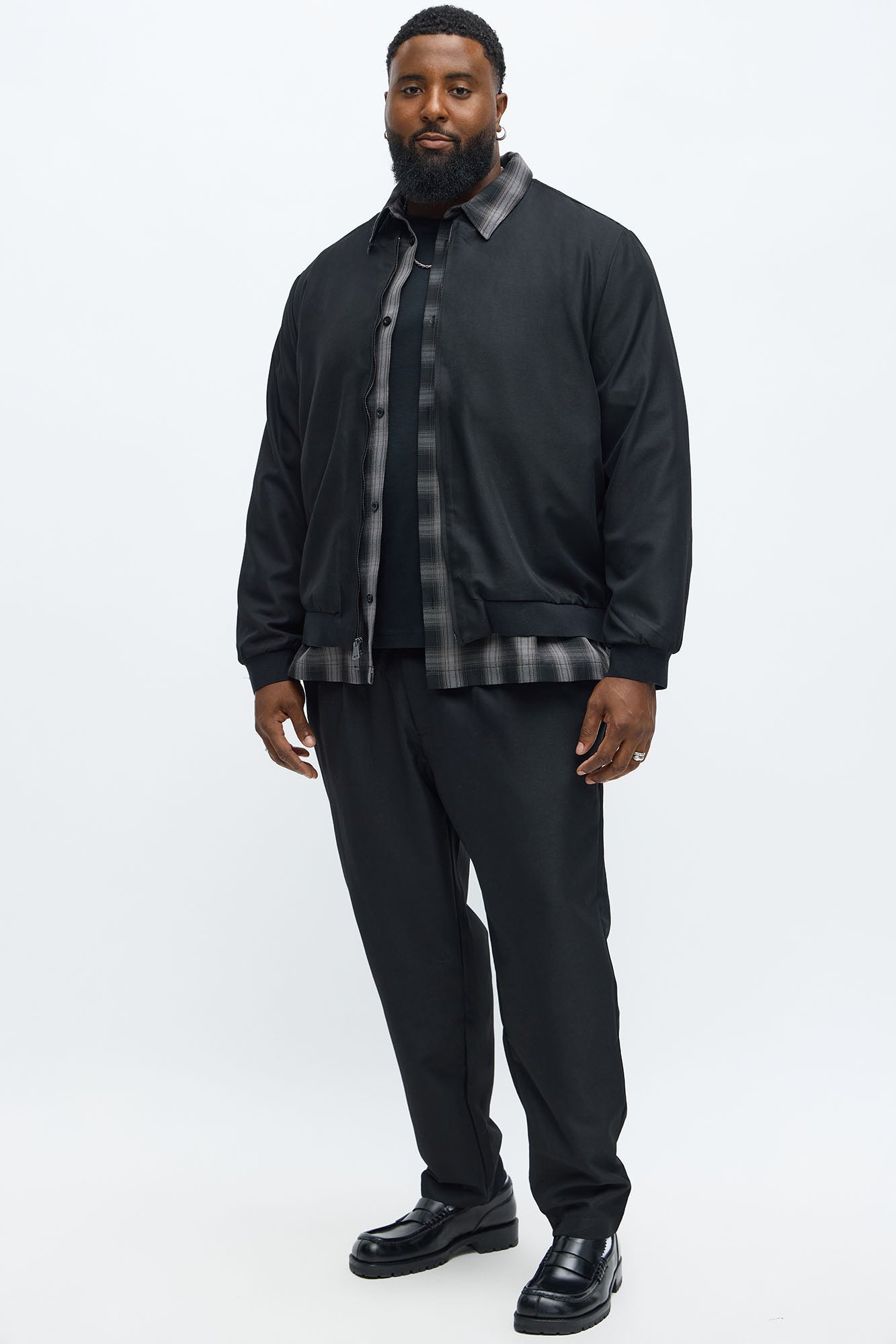 Slim Modern Two-Way Zipper Everyday Bomber - Black