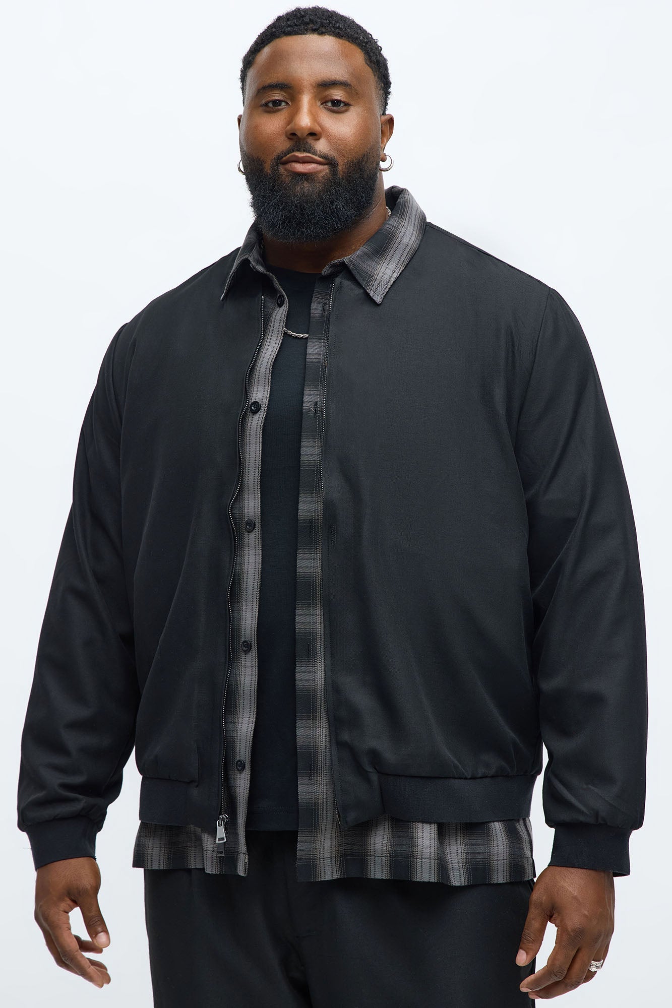 Slim Modern Two-Way Zipper Everyday Bomber - Black