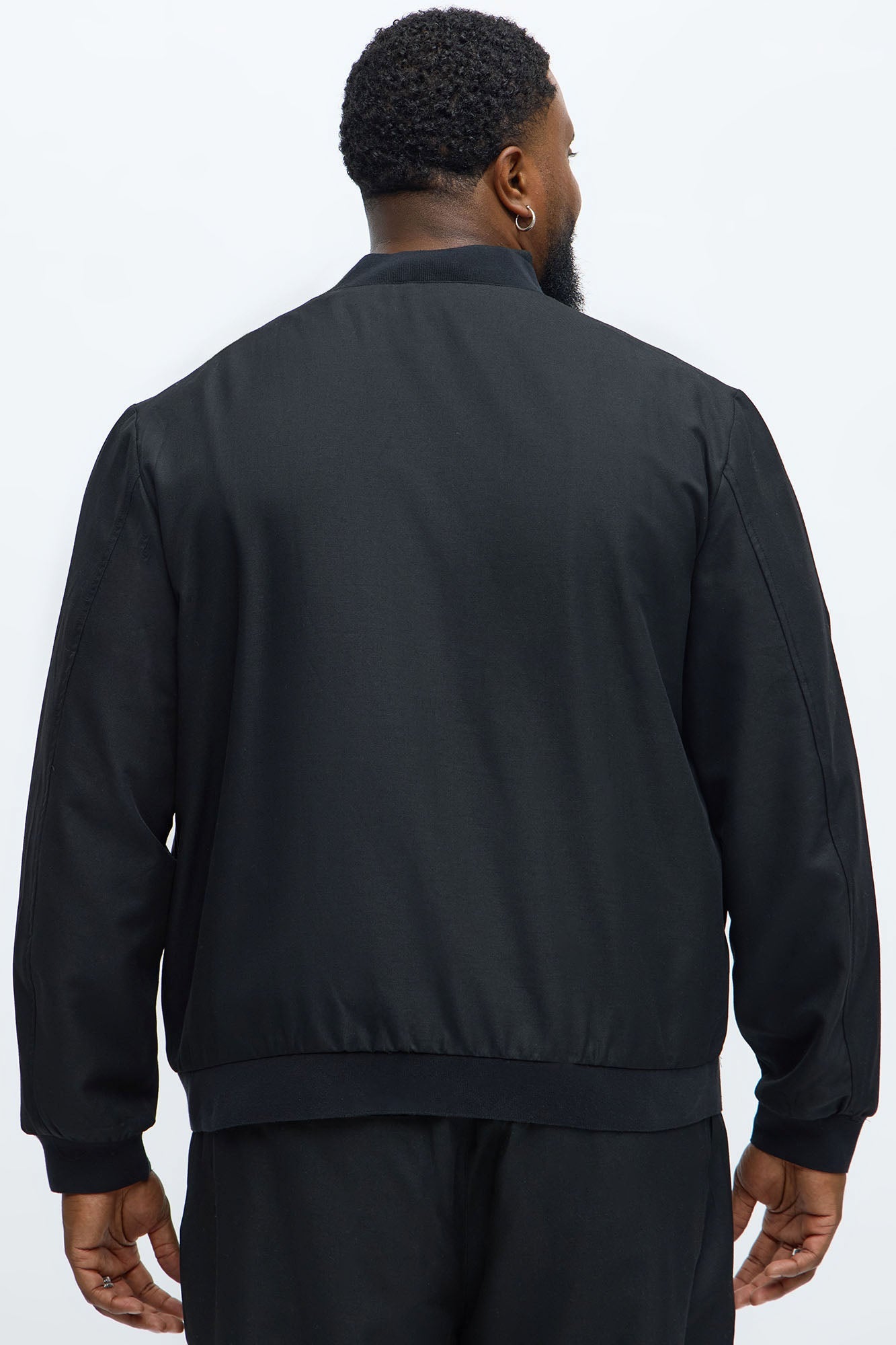 Slim Modern Two-Way Zipper Everyday Bomber - Black