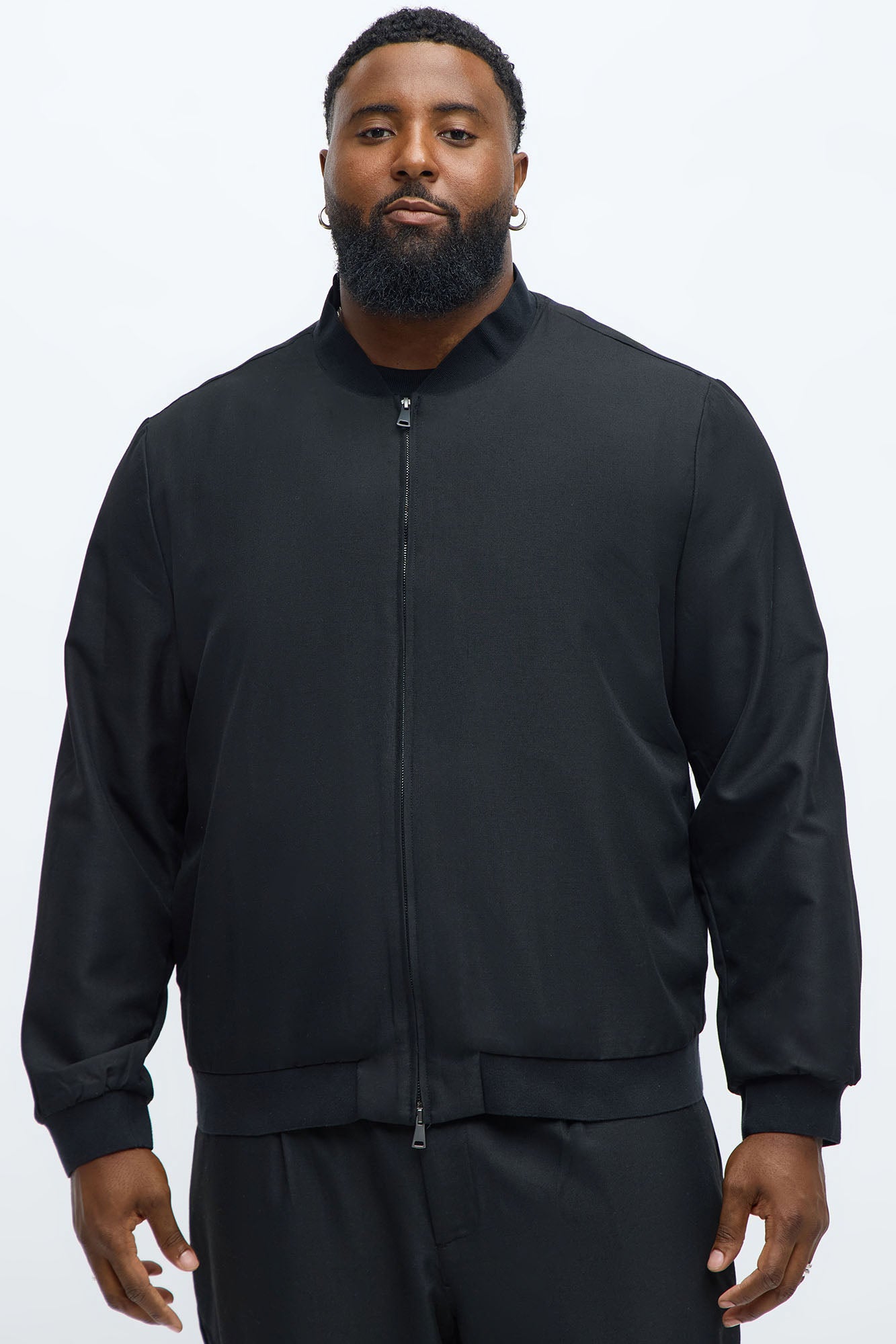 Slim Modern Two-Way Zipper Everyday Bomber - Black