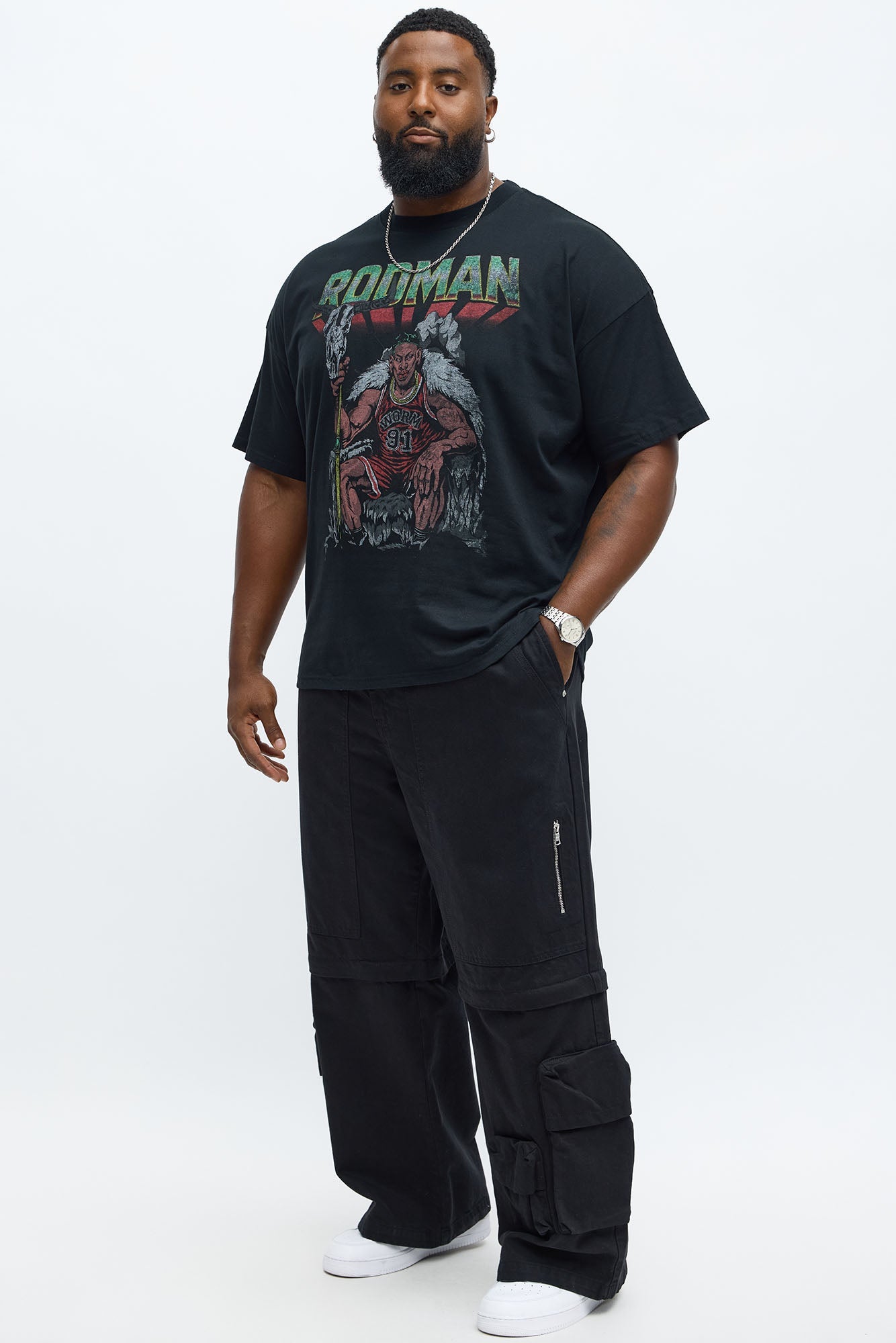 Dennis Rodman At The Throne Short Sleeve Tee - Black Wash