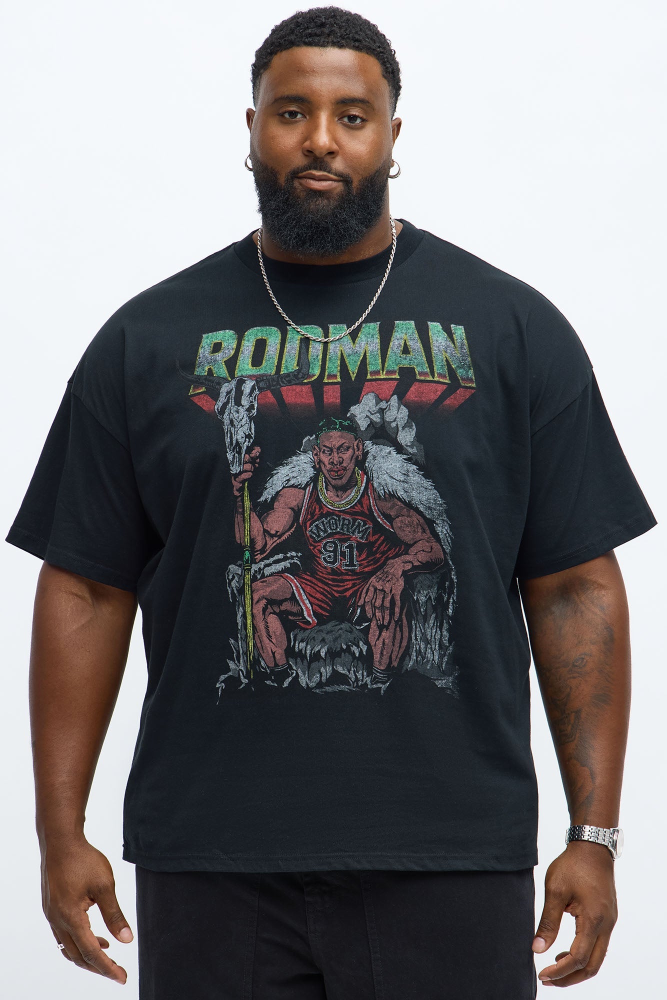 Dennis Rodman At The Throne Short Sleeve Tee - Black Wash