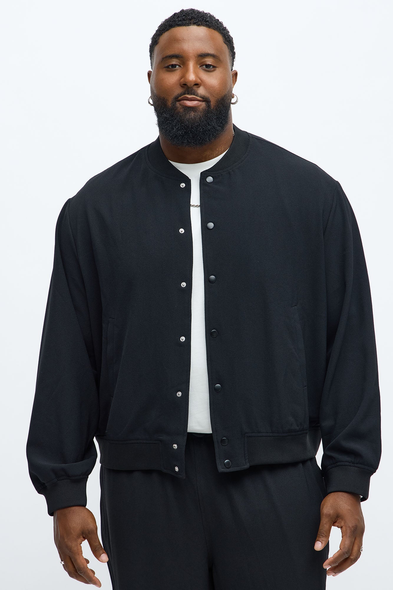 Golden Hour Relaxed Bomber Jacket - Black