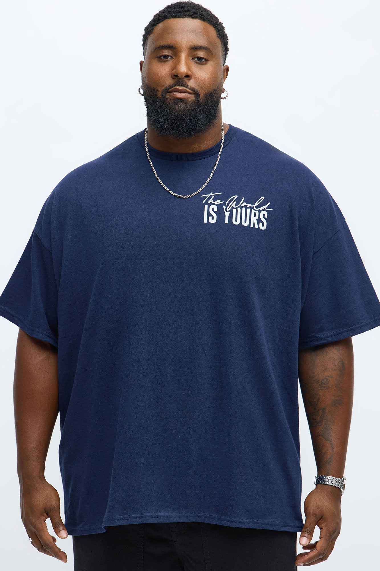 The World Is Yours Oversized Short Sleeve Tee - Navy