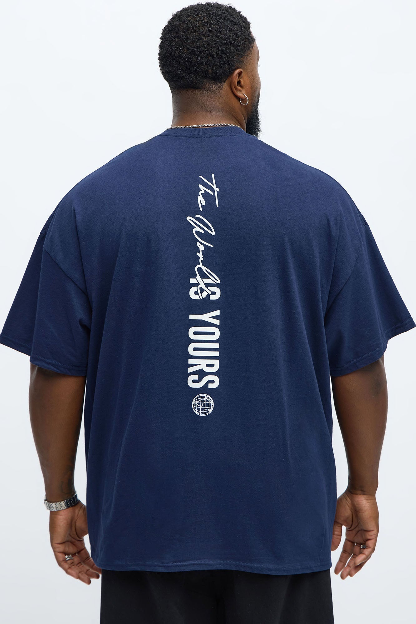 The World Is Yours Oversized Short Sleeve Tee - Navy