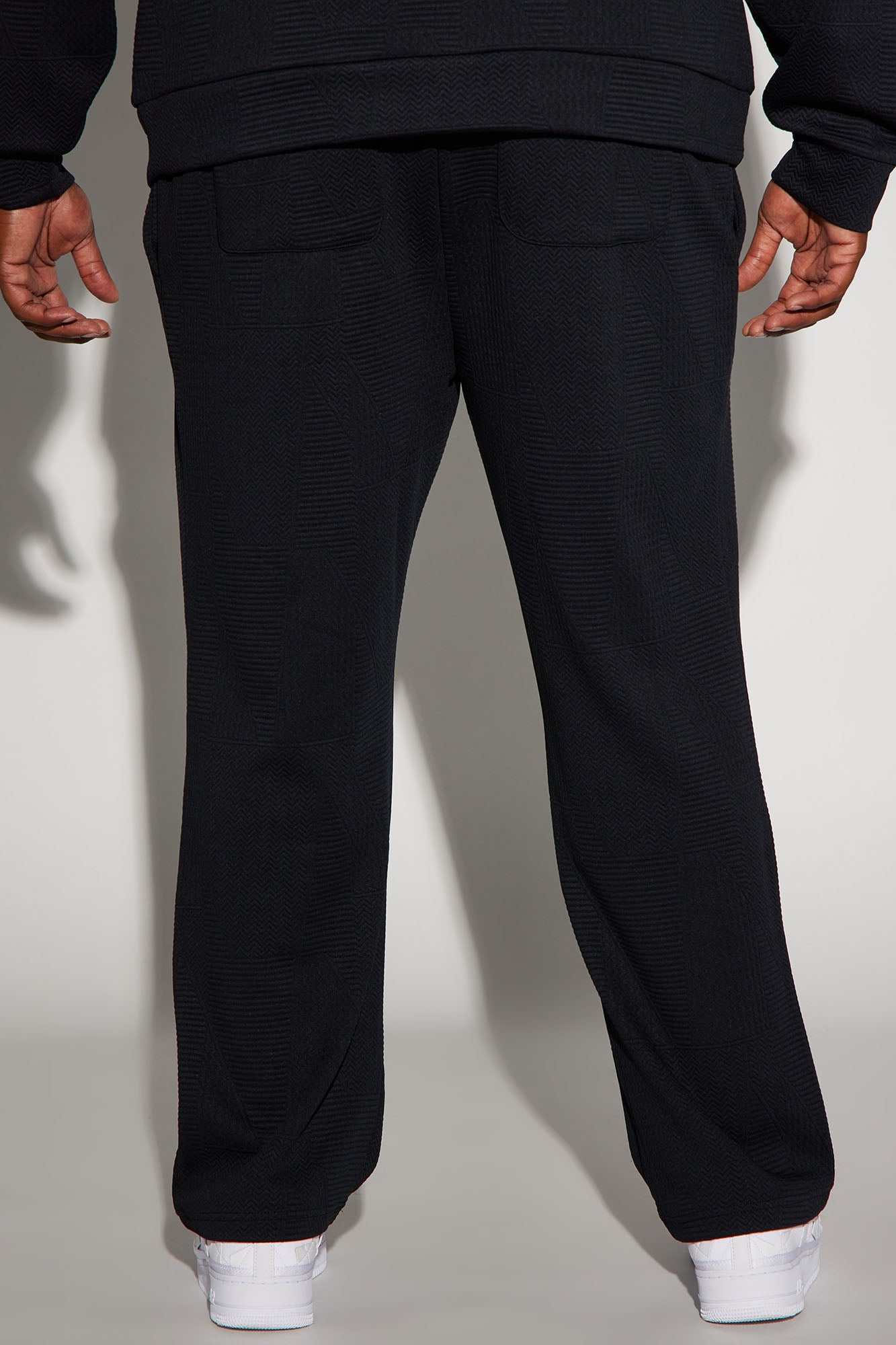 Textured Triangles Slim Pants - Black