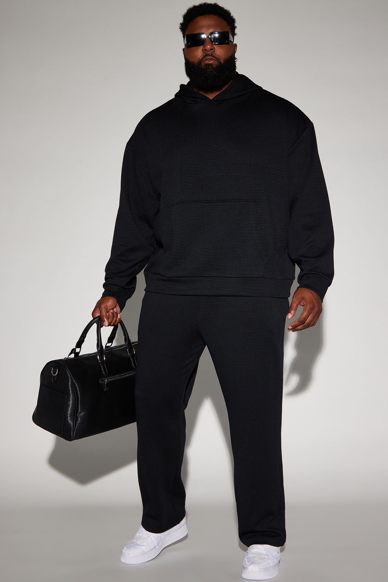 Textured Triangles Slim Pants - Black