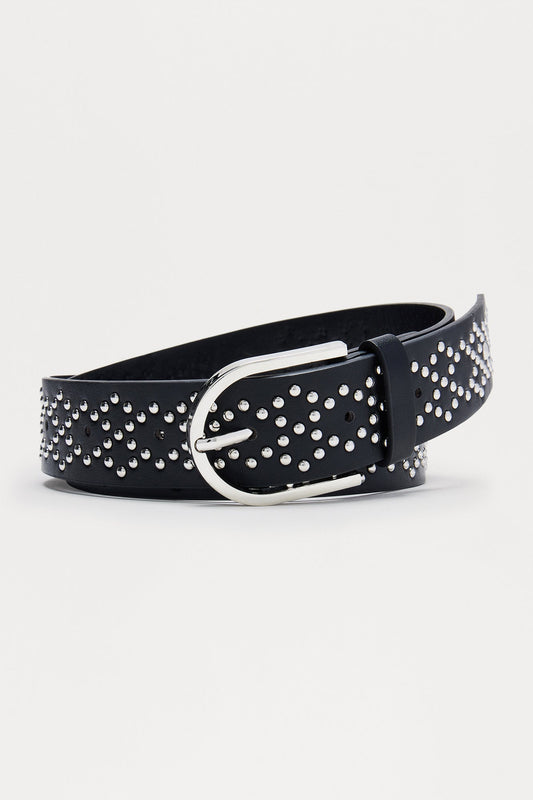Hardware Studded Buckle Belt - Black