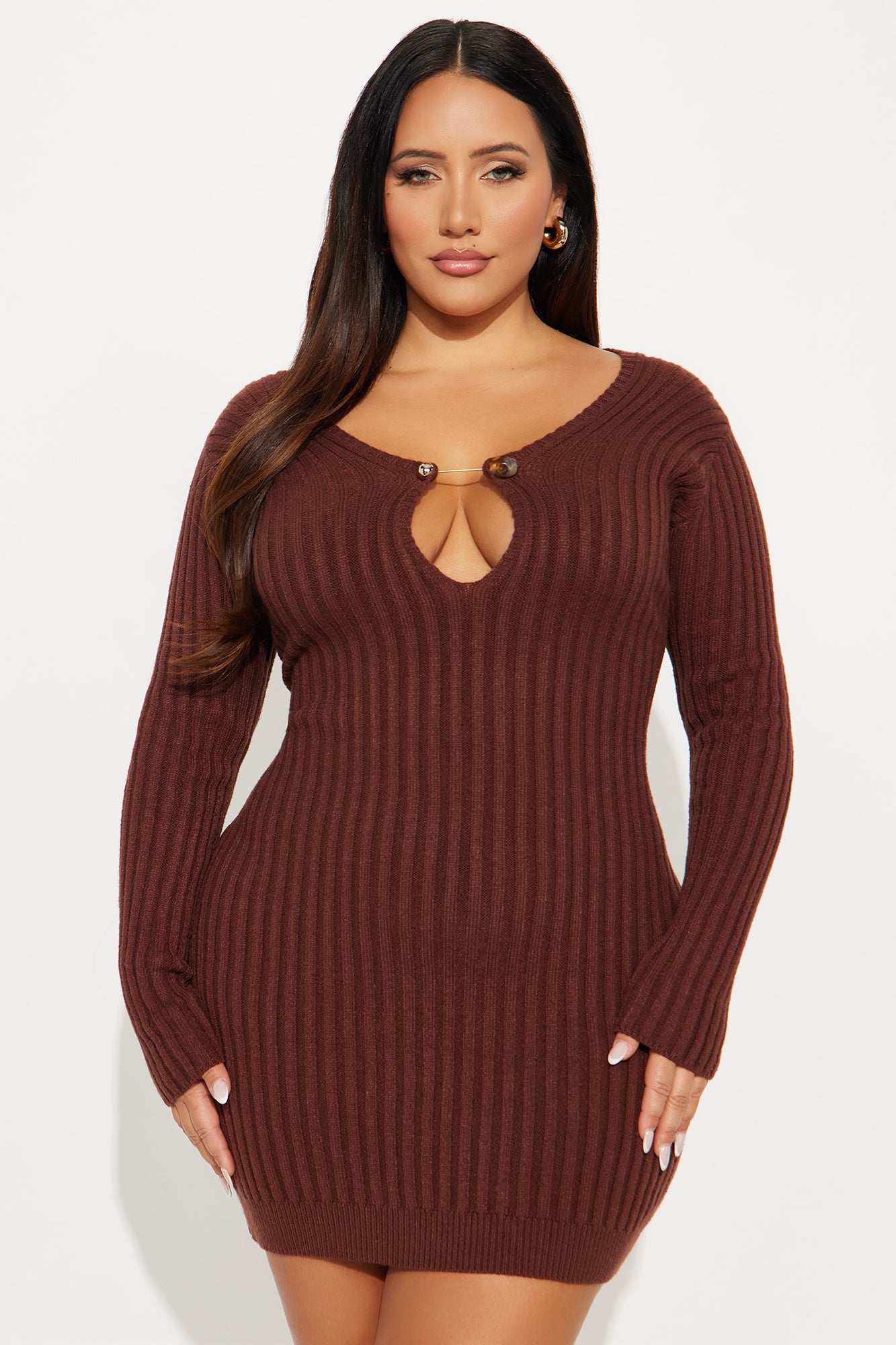 Moore Ribbed Mini Dress - Chocolate