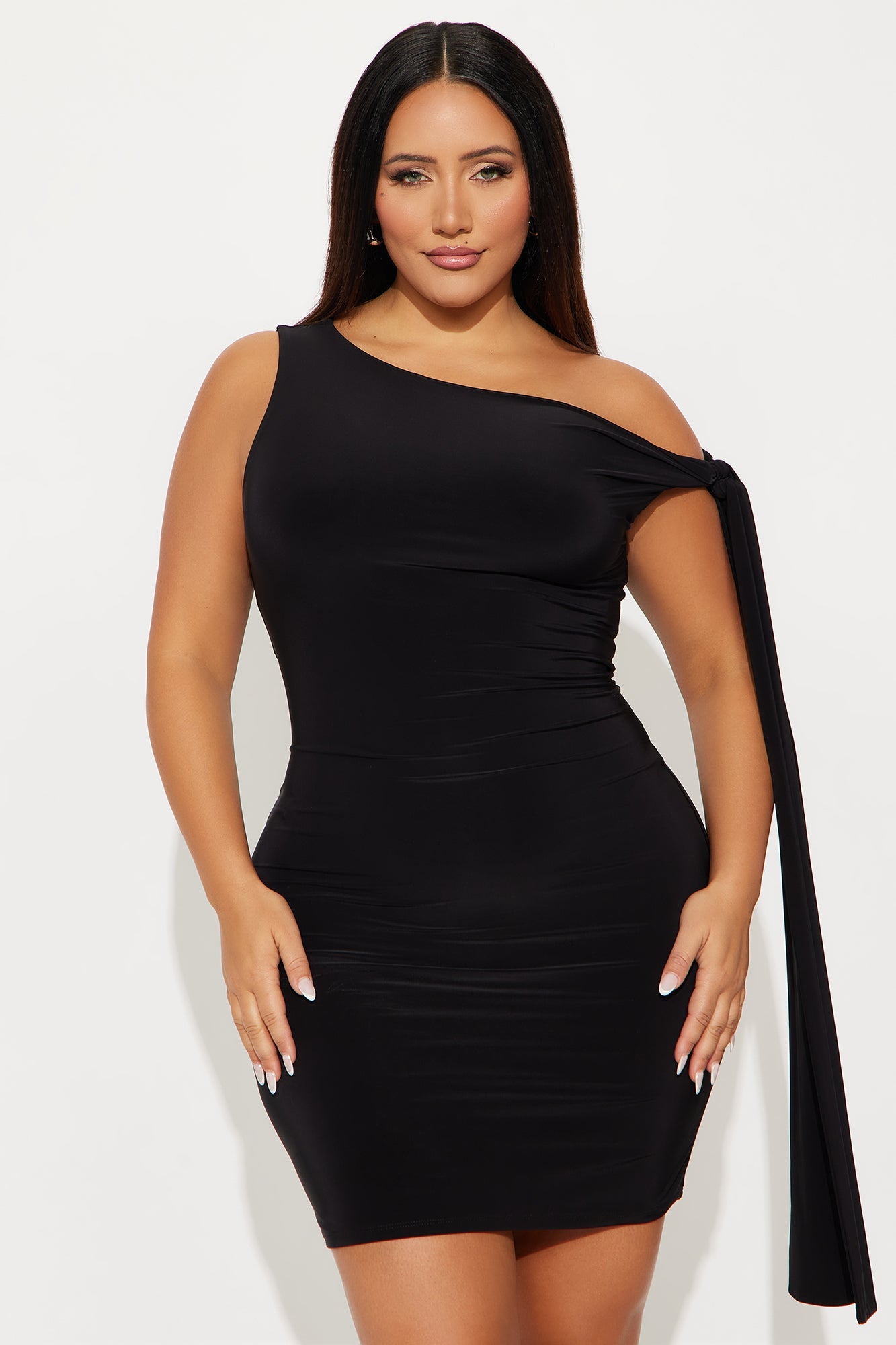 Tall Olympia One Shoulder Mini Dress - Black