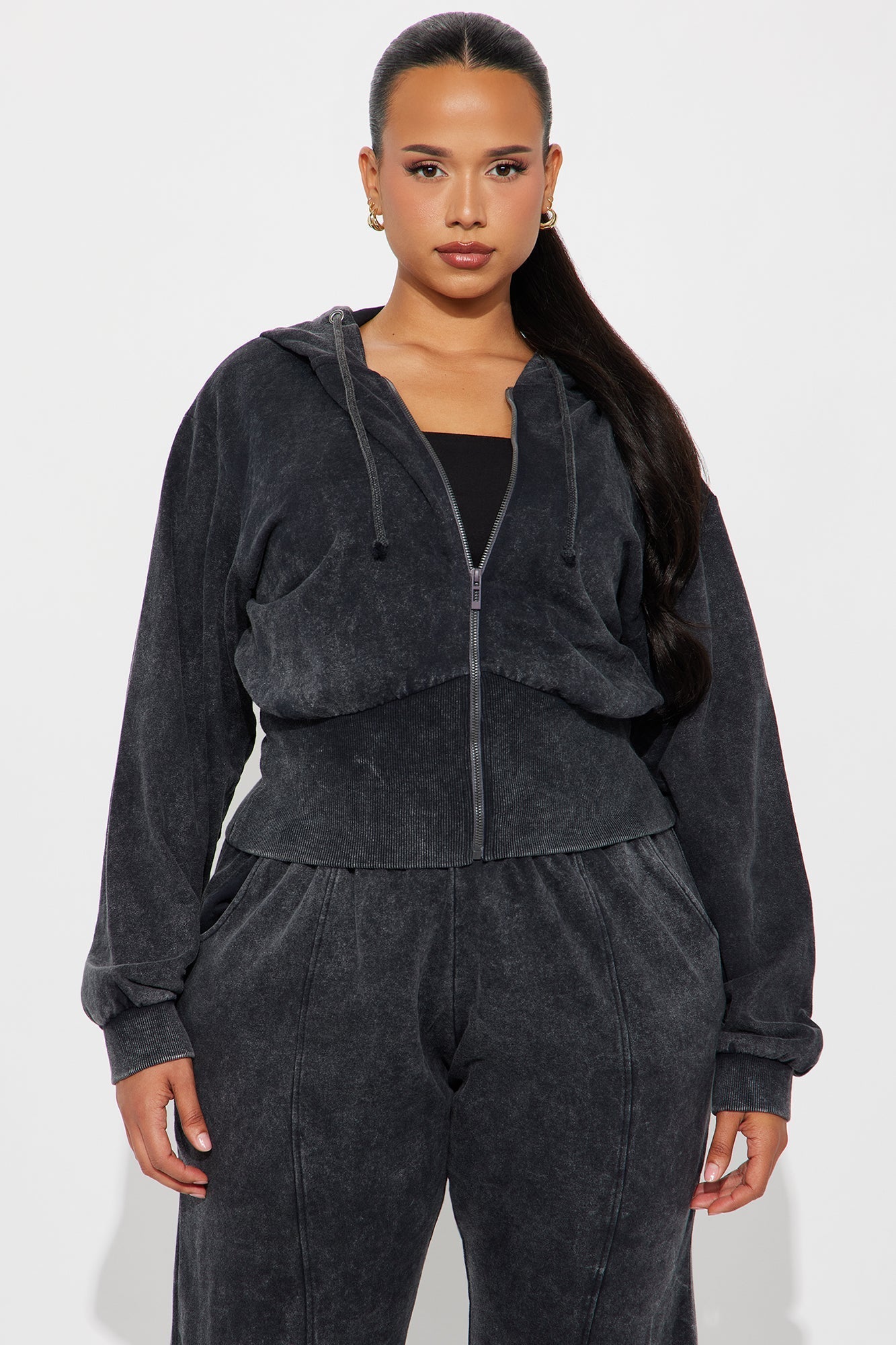 Mood All Day French Terry Pant Set - Charcoal 