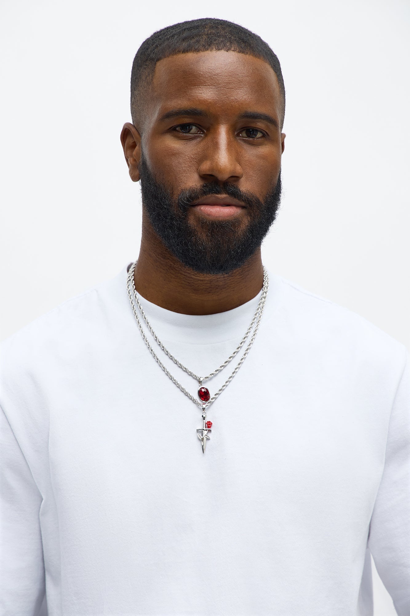 Street Saber Necklace Set - Silver/Combo