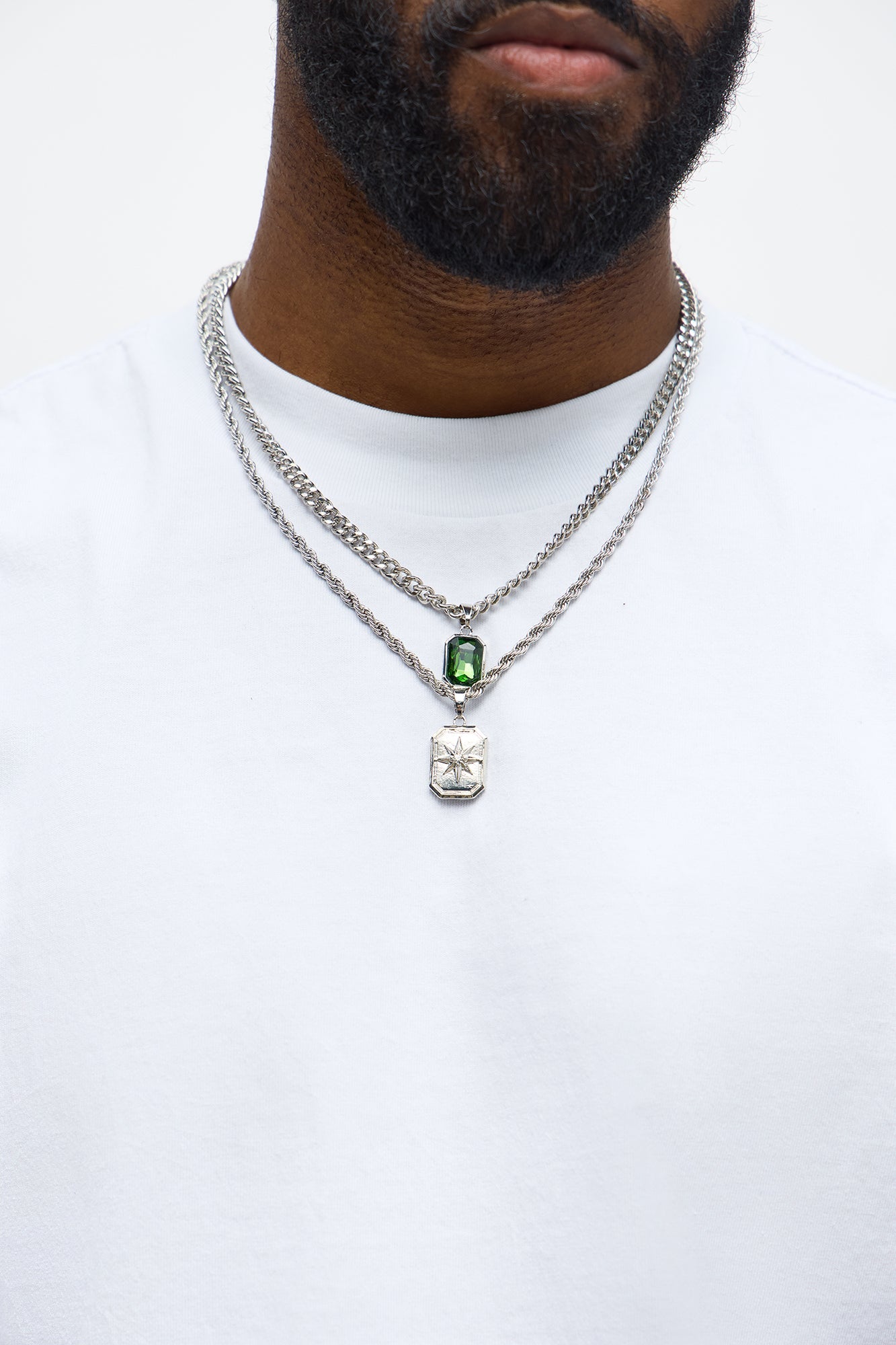 On The Bright Side Pendant Necklace Set - Silver/Combo