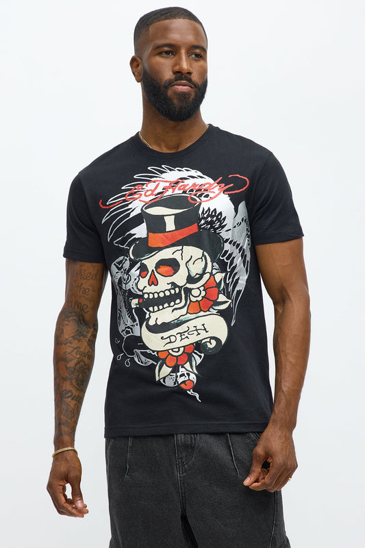 Ed Hardy Skeleton Tattoo Short Sleeve Tee - Black