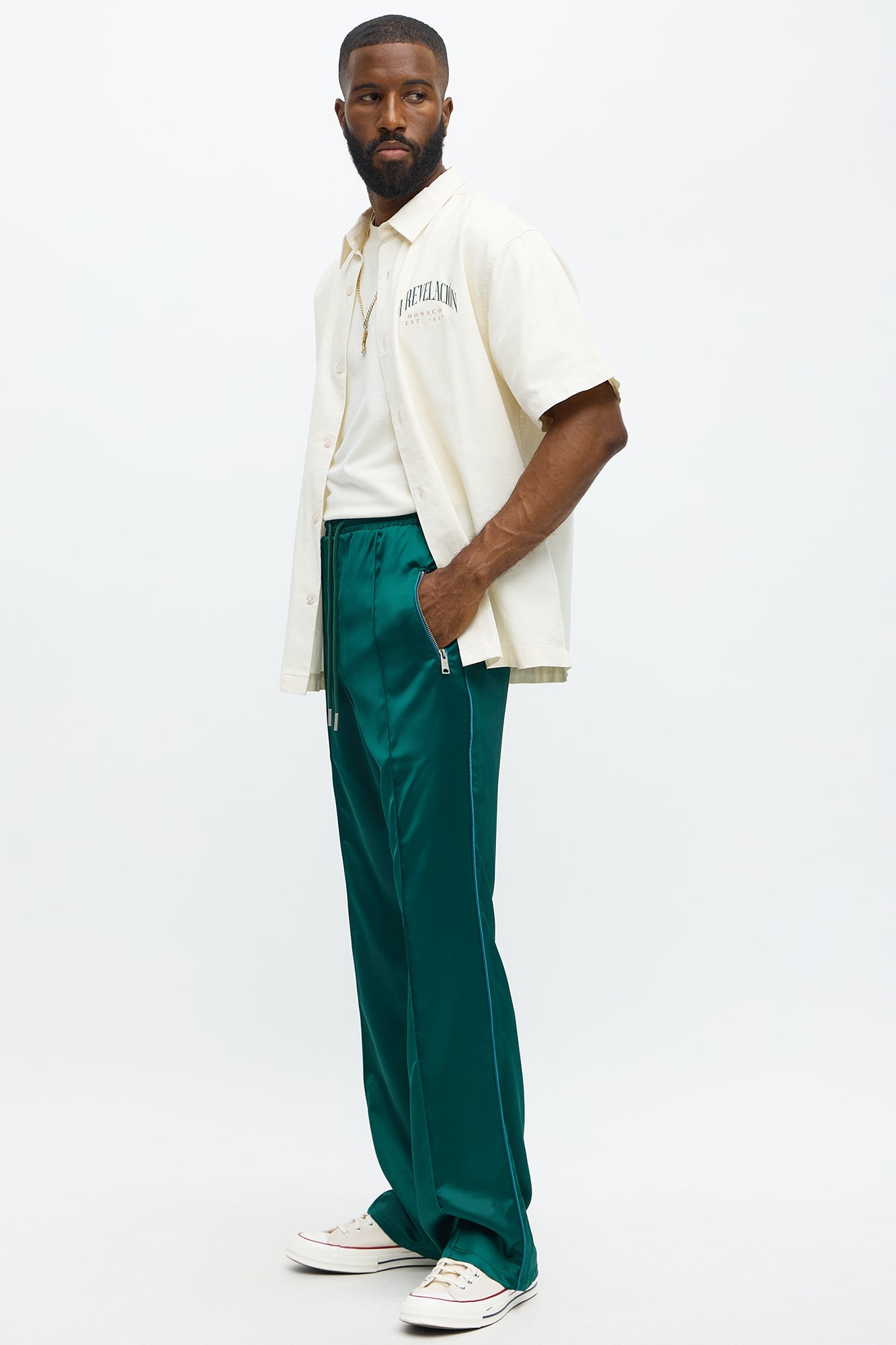 Stacked Slim Flare With Some Class Pant - Green