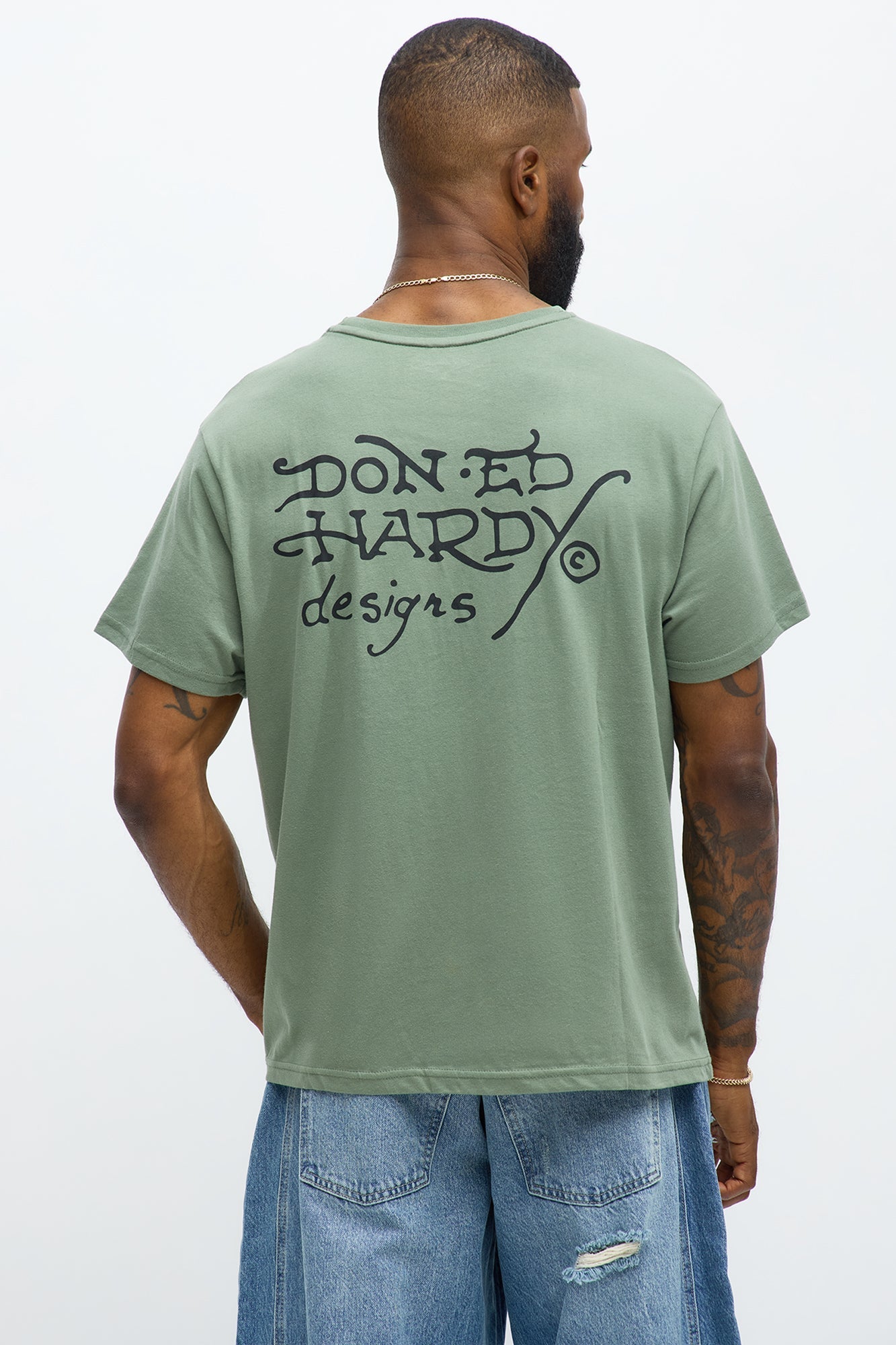 Ed Hardy Dragon Aura Tattoo Short Sleeve Tee - Olive