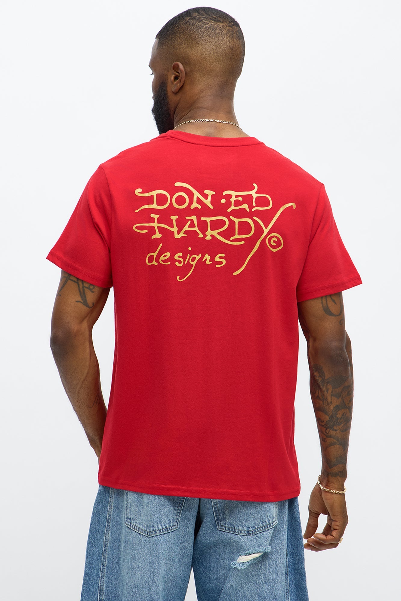 Ed Hardy Cobra Rose Tattoo Short Sleeve Tee - Red