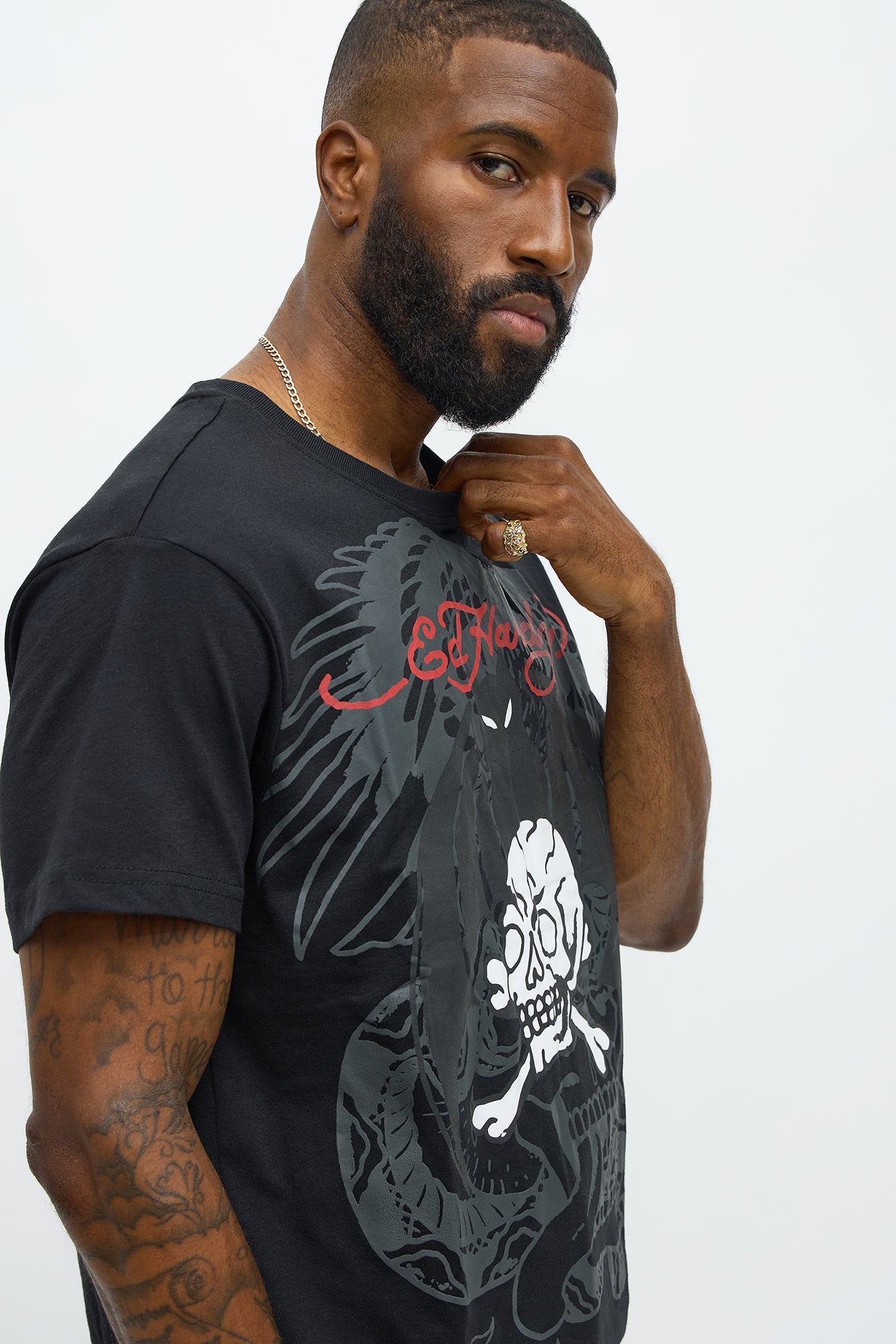 Ed Hardy Bat And Bones Short Sleeve Tee - Black