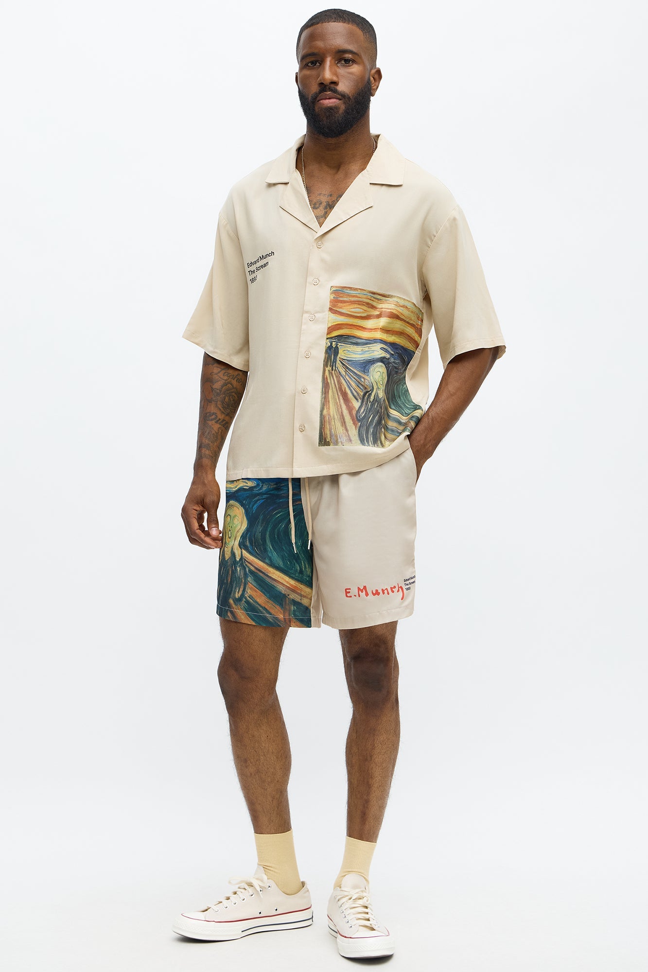 Munch The Scream Button Up Shirt - Tan