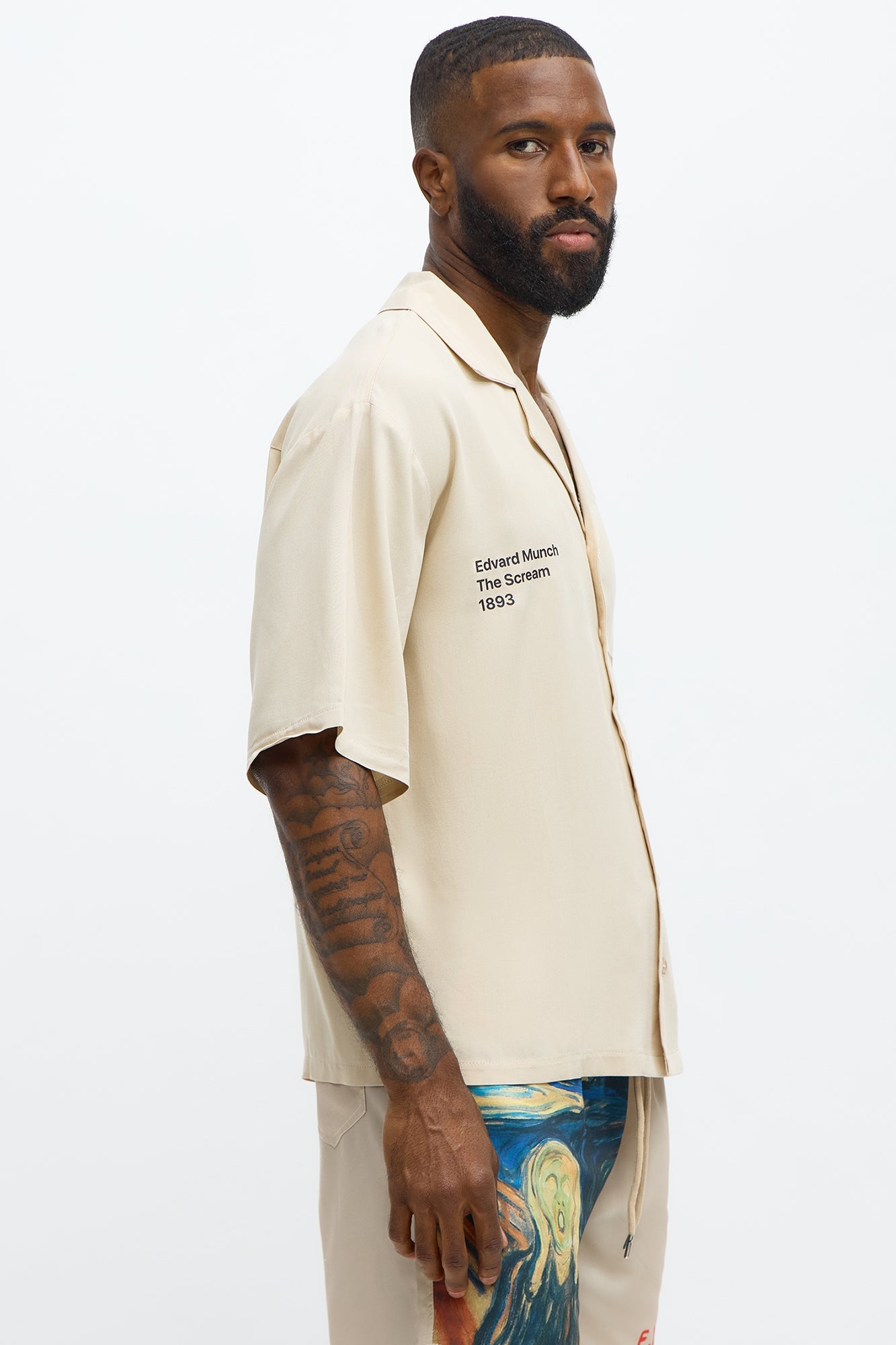Munch The Scream Button Up Shirt - Tan