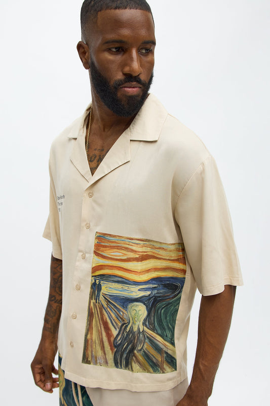 Munch The Scream Button Up Shirt - Tan